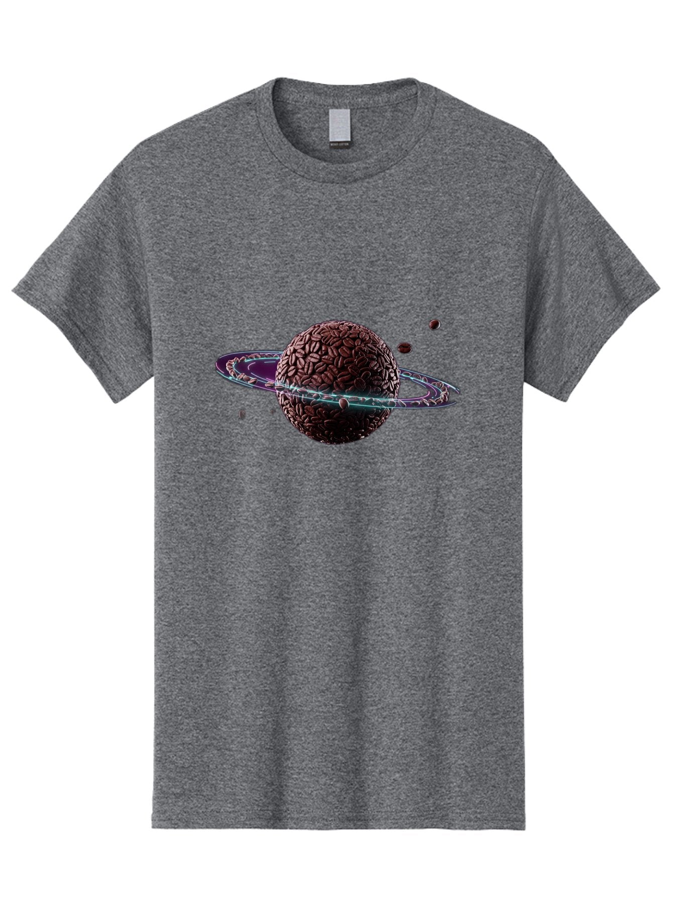 Coffee-Beans-Planet Men'S Graphic Tee, 100% Cotton, Comfortable Casual Summer Wear, Machine Washable, Coffee Beans, Planet With Rings, Creative Food Art, Coffee-Inspired Galaxy, Unique Design, Artistic Expression, Coffee Culture, Baa341 5