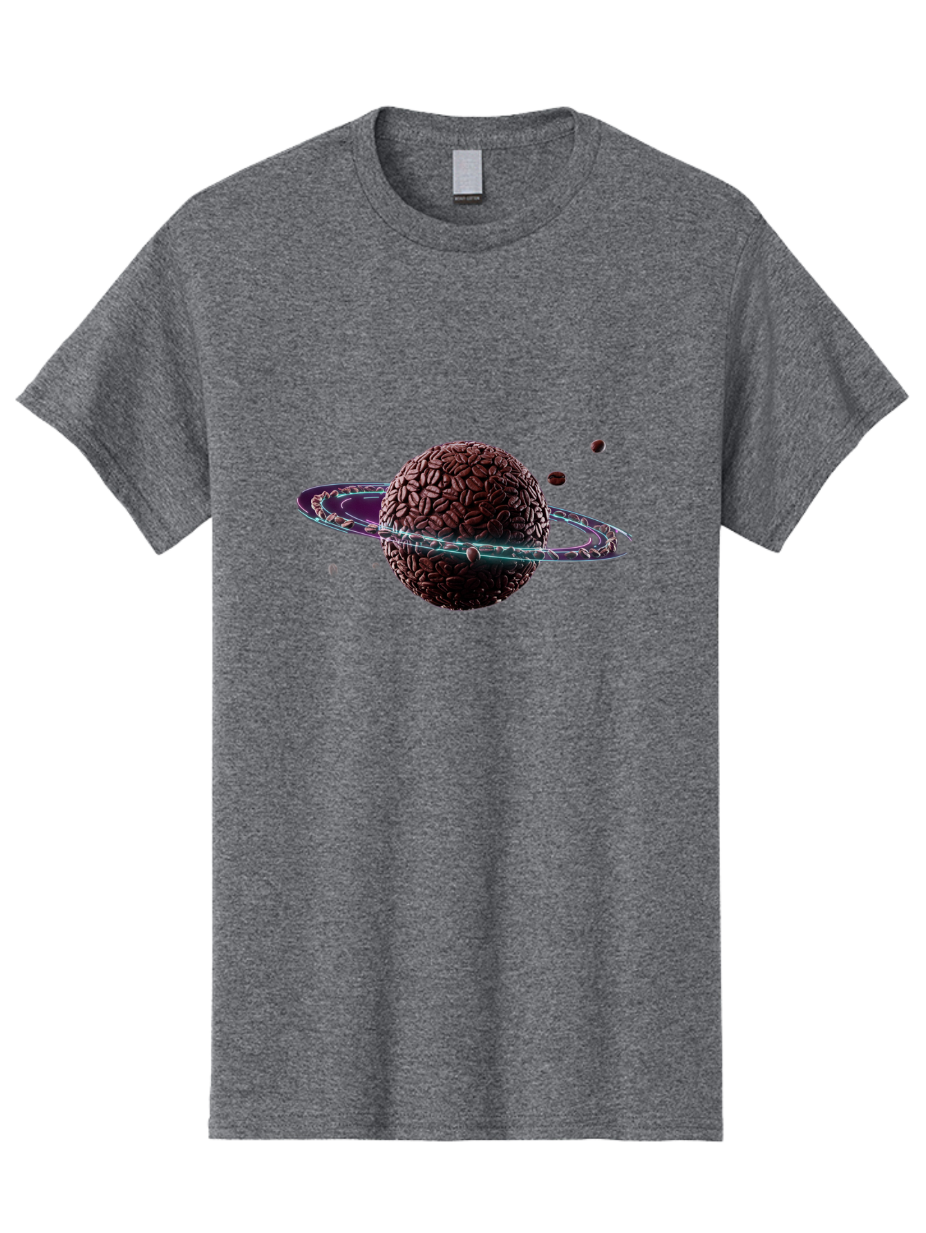 Coffee-Beans-Planet Men'S Graphic Tee, 100% Cotton, Comfortable Casual Summer Wear, Machine Washable, Coffee Beans, Planet With Rings, Creative Food Art, Coffee-Inspired Galaxy, Unique Design, Artistic Expression, Coffee Culture, Baa341 15