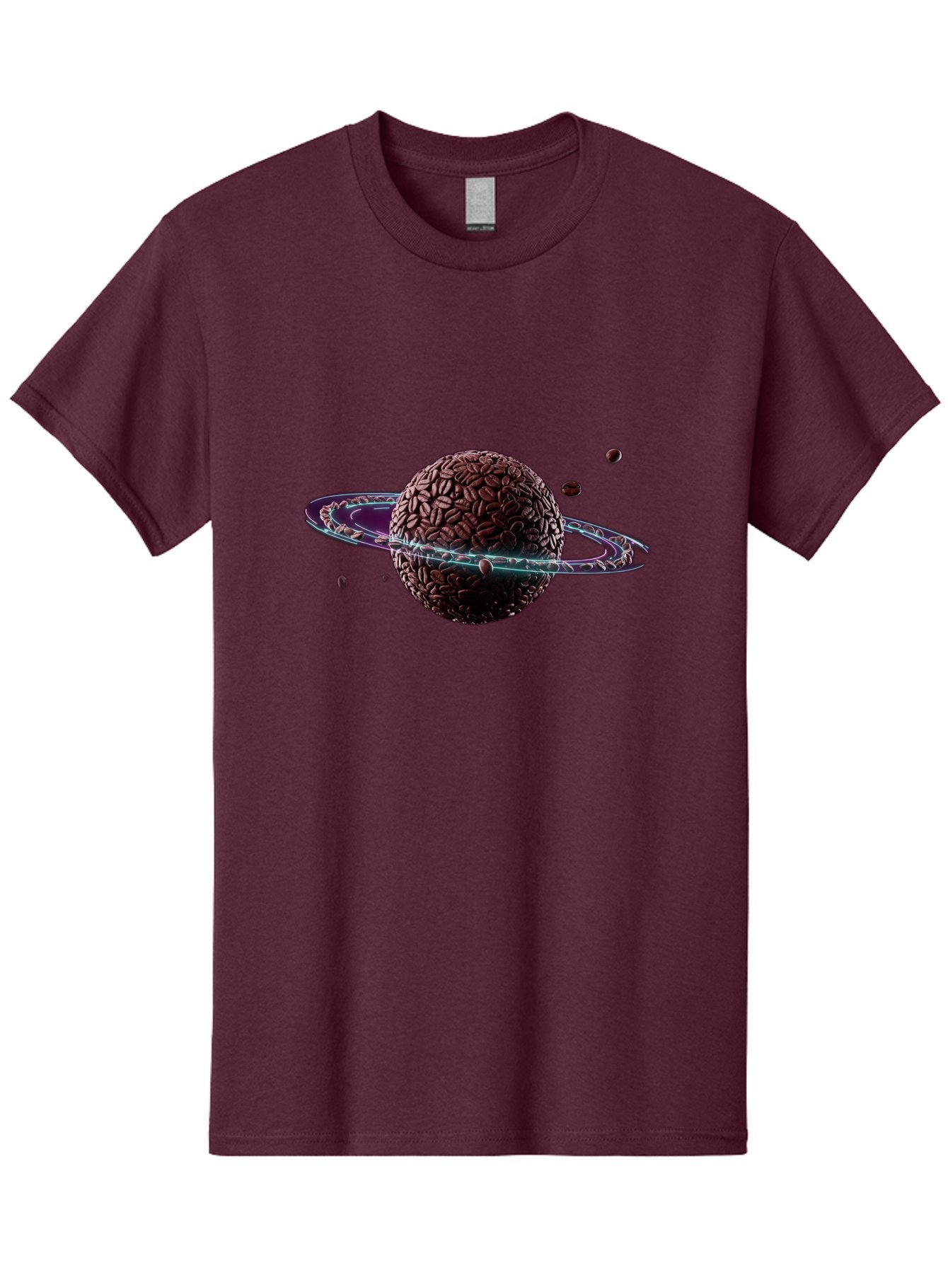 Coffee-Beans-Planet Men'S Graphic Tee, 100% Cotton, Comfortable Casual Summer Wear, Machine Washable, Coffee Beans, Planet With Rings, Creative Food Art, Coffee-Inspired Galaxy, Unique Design, Artistic Expression, Coffee Culture, Baa341 8
