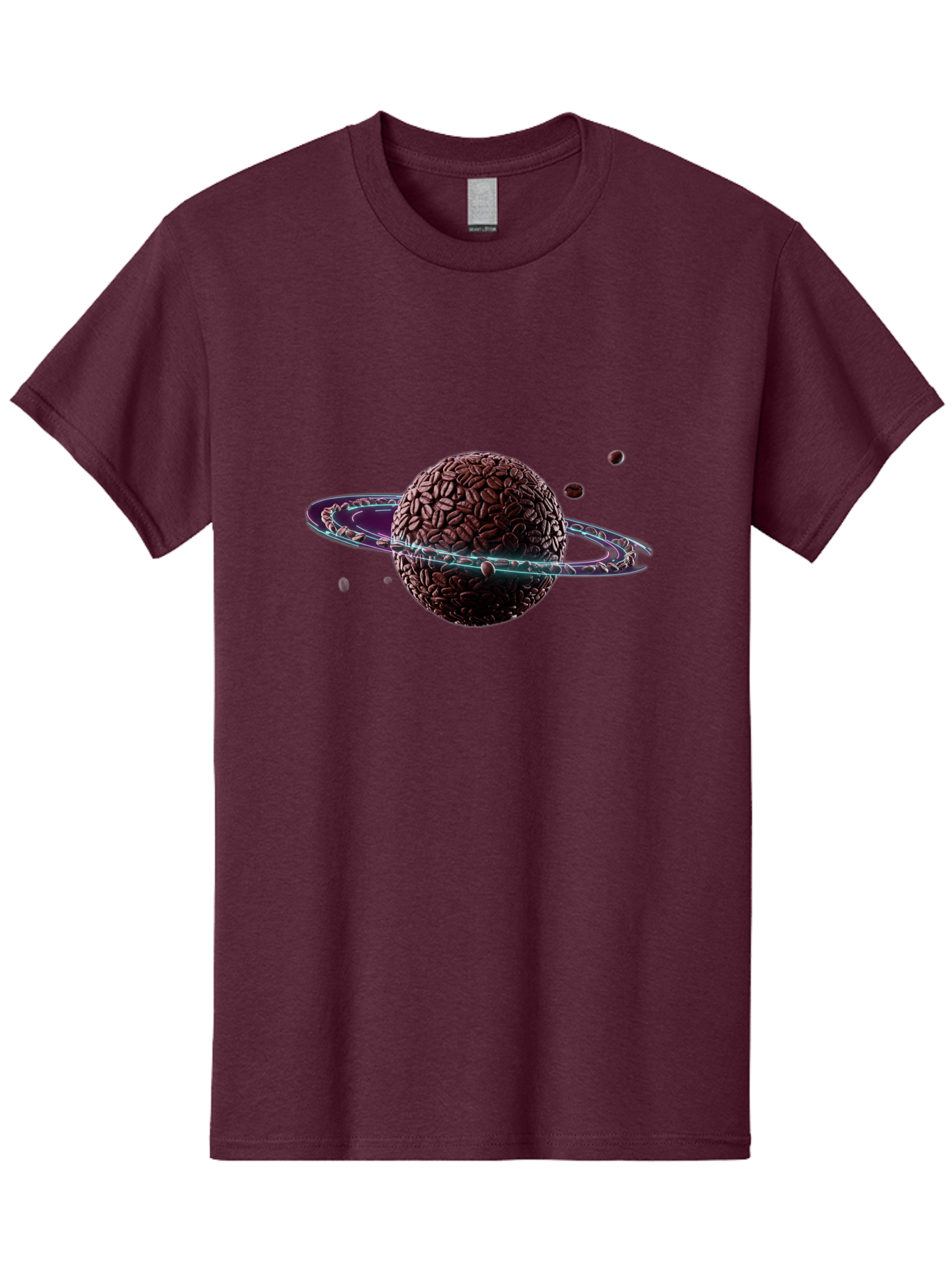 Coffee-Beans-Planet Men'S Graphic Tee, 100% Cotton, Comfortable Casual Summer Wear, Machine Washable, Coffee Beans, Planet With Rings, Creative Food Art, Coffee-Inspired Galaxy, Unique Design, Artistic Expression, Coffee Culture, Baa341 11