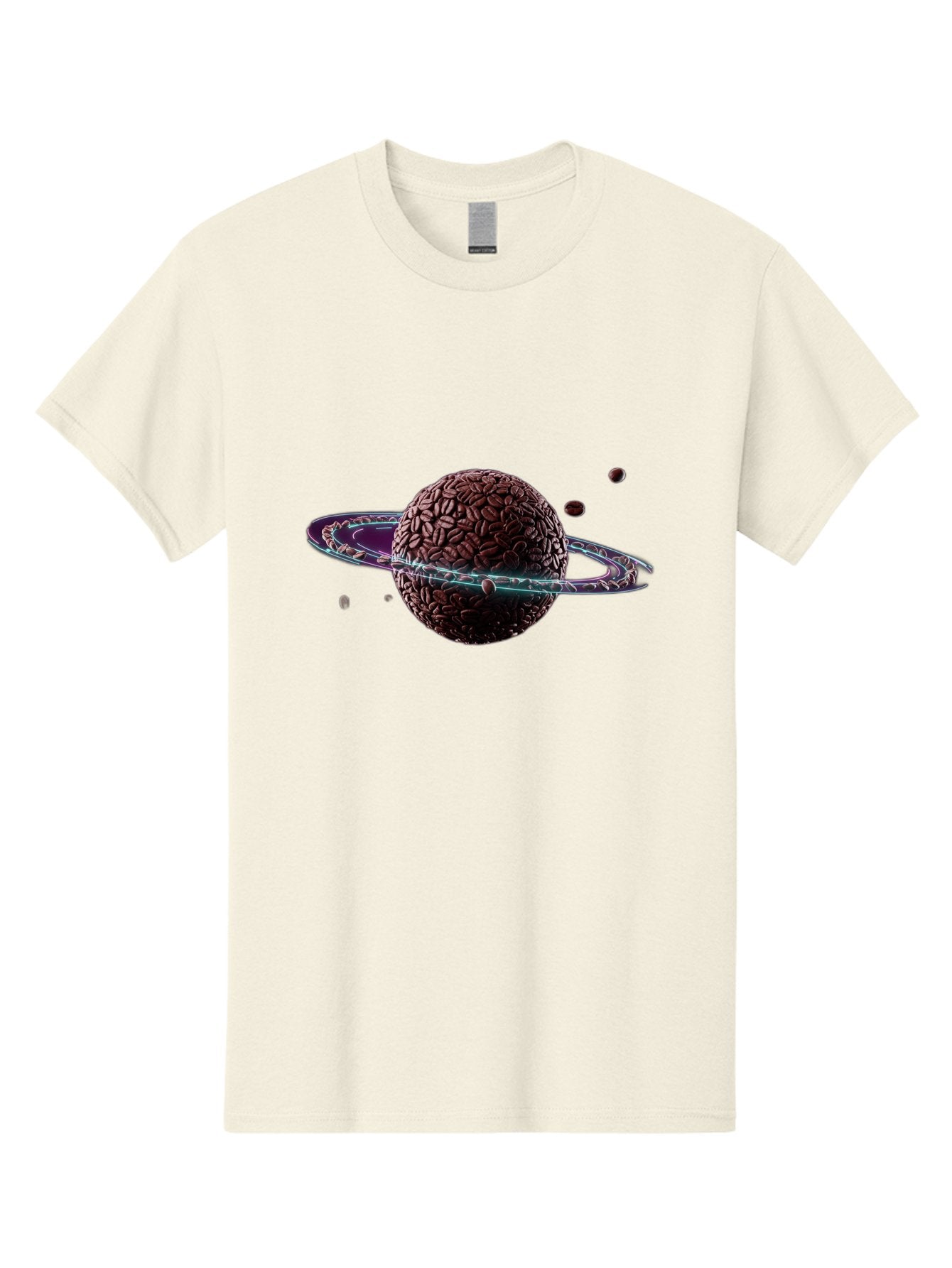 Coffee-Beans-Planet Men'S Graphic Tee, 100% Cotton, Comfortable Casual Summer Wear, Machine Washable, Coffee Beans, Planet With Rings, Creative Food Art, Coffee-Inspired Galaxy, Unique Design, Artistic Expression, Coffee Culture, Baa341 4