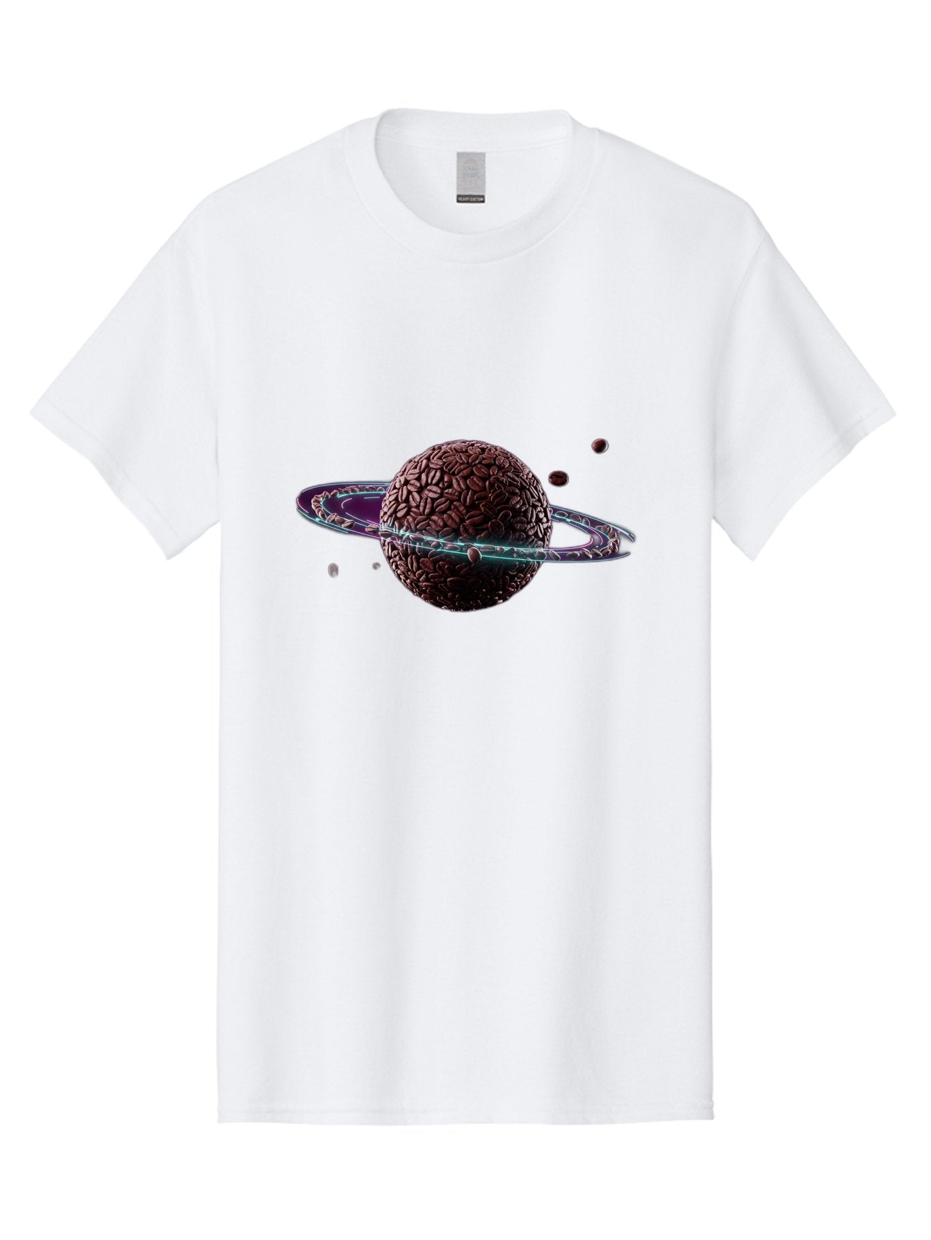Coffee-Beans-Planet Men'S Graphic Tee, 100% Cotton, Comfortable Casual Summer Wear, Machine Washable, Coffee Beans, Planet With Rings, Creative Food Art, Coffee-Inspired Galaxy, Unique Design, Artistic Expression, Coffee Culture, Baa341 10