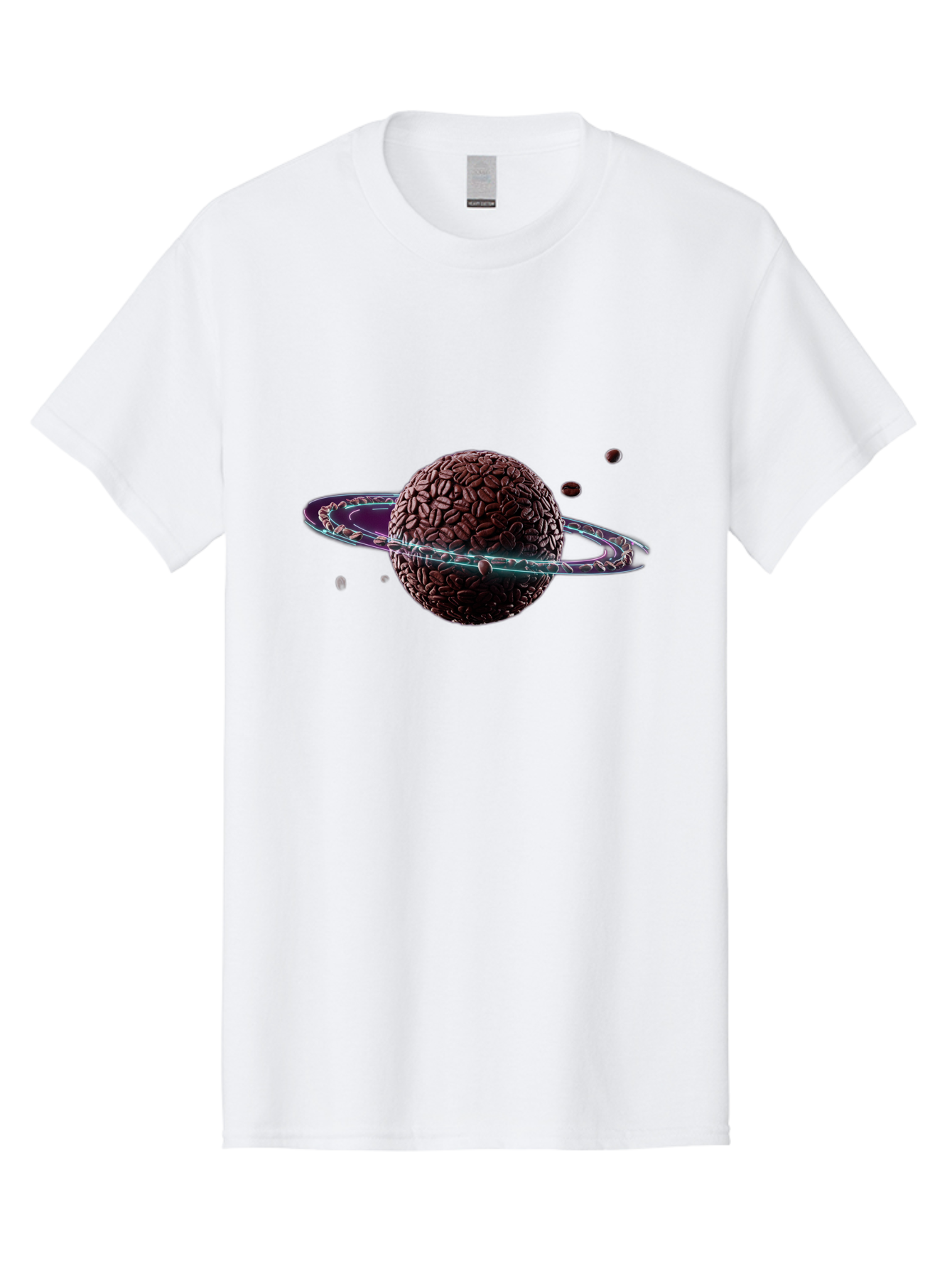 Coffee-Beans-Planet Men'S Graphic Tee, 100% Cotton, Comfortable Casual Summer Wear, Machine Washable, Coffee Beans, Planet With Rings, Creative Food Art, Coffee-Inspired Galaxy, Unique Design, Artistic Expression, Coffee Culture, Baa341 27