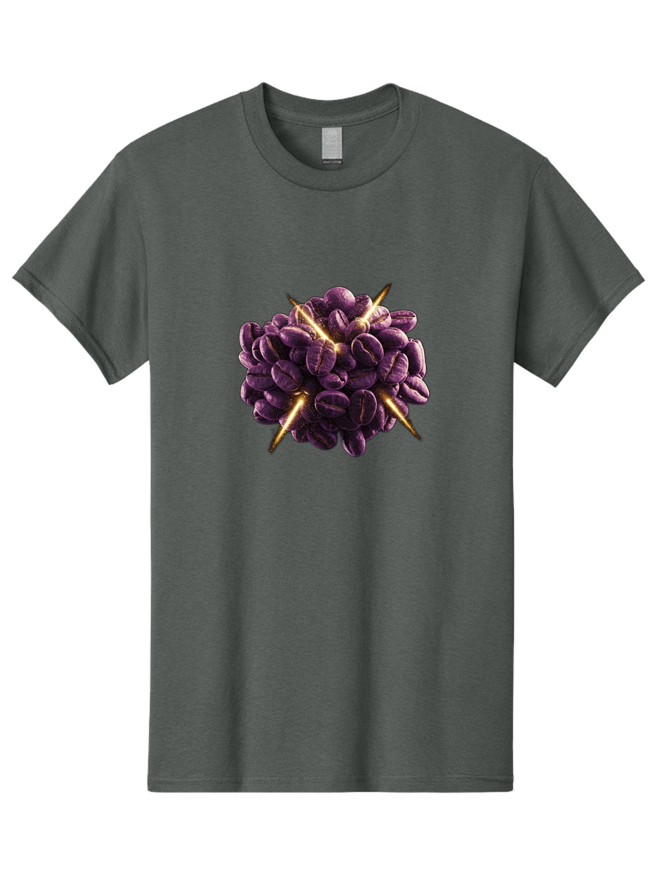 Coffee-Beans Men'S Graphic Tee, 100% Cotton, Comfortable Casual Summer Wear, Machine Washable, Dark Purple Coffee Beans, Spike Design, Unique Coffee Art, Creative Coffee Presentation, Coffee Lover Gift, Bold Coffee Beans Baa342 4