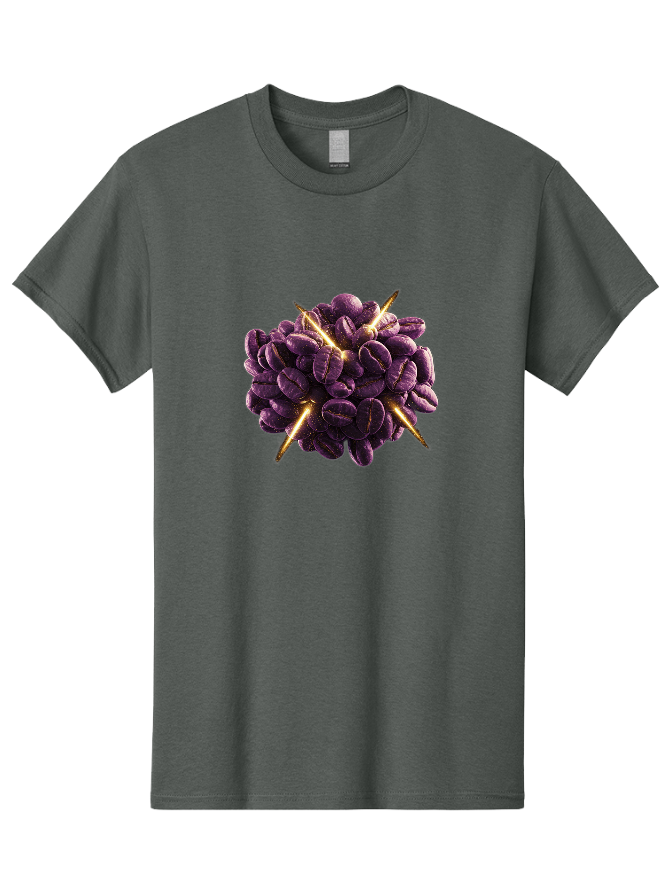 Coffee-Beans Men'S Graphic Tee, 100% Cotton, Comfortable Casual Summer Wear, Machine Washable, Dark Purple Coffee Beans, Spike Design, Unique Coffee Art, Creative Coffee Presentation, Coffee Lover Gift, Bold Coffee Beans Baa342 23