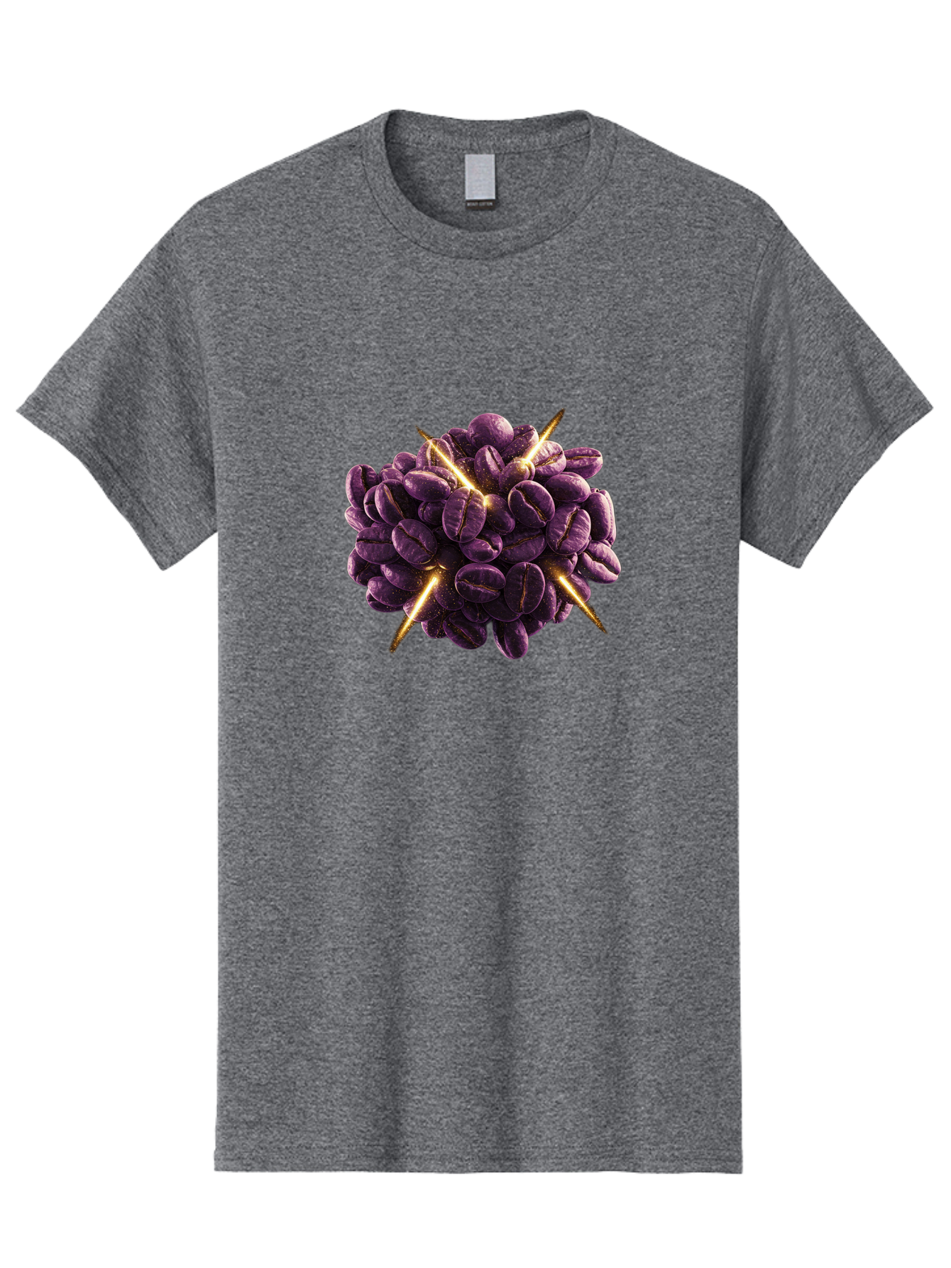 Coffee-Beans Men'S Graphic Tee, 100% Cotton, Comfortable Casual Summer Wear, Machine Washable, Dark Purple Coffee Beans, Spike Design, Unique Coffee Art, Creative Coffee Presentation, Coffee Lover Gift, Bold Coffee Beans Baa342 7