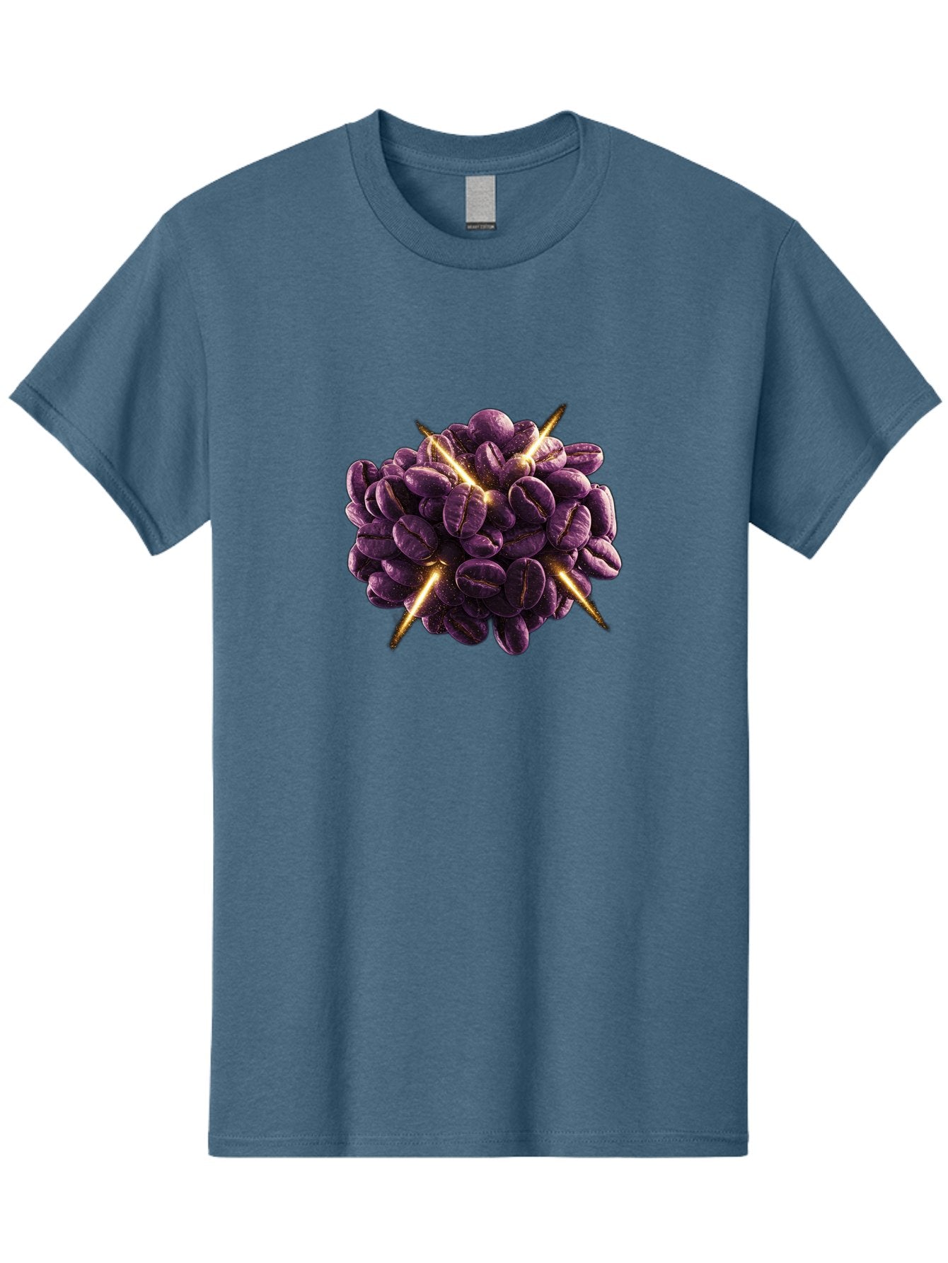 Coffee-Beans Men'S Graphic Tee, 100% Cotton, Comfortable Casual Summer Wear, Machine Washable, Dark Purple Coffee Beans, Spike Design, Unique Coffee Art, Creative Coffee Presentation, Coffee Lover Gift, Bold Coffee Beans Baa342