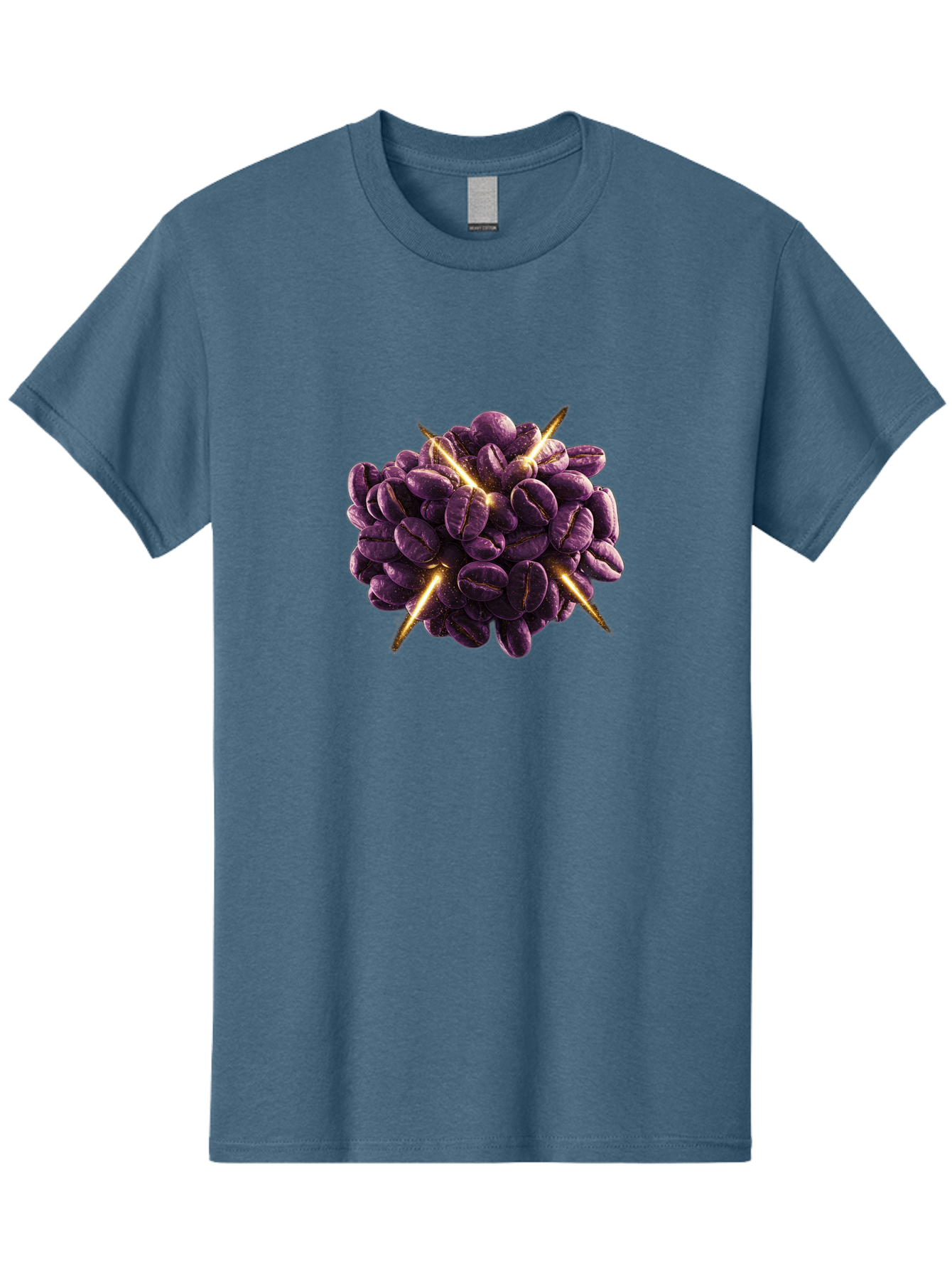 Coffee-Beans Men'S Graphic Tee, 100% Cotton, Comfortable Casual Summer Wear, Machine Washable, Dark Purple Coffee Beans, Spike Design, Unique Coffee Art, Creative Coffee Presentation, Coffee Lover Gift, Bold Coffee Beans Baa342 21