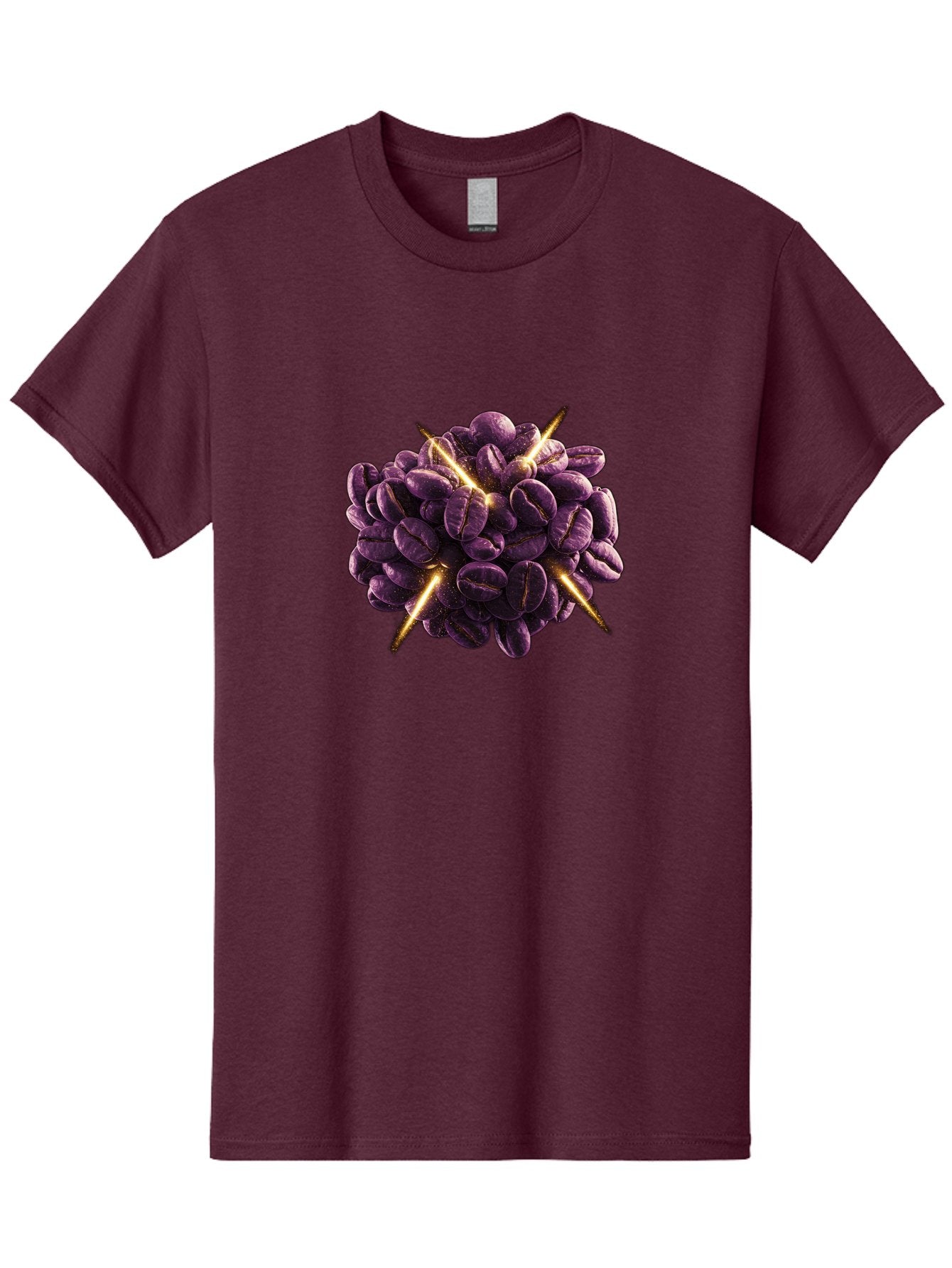 Coffee-Beans Men'S Graphic Tee, 100% Cotton, Comfortable Casual Summer Wear, Machine Washable, Dark Purple Coffee Beans, Spike Design, Unique Coffee Art, Creative Coffee Presentation, Coffee Lover Gift, Bold Coffee Beans Baa342 15