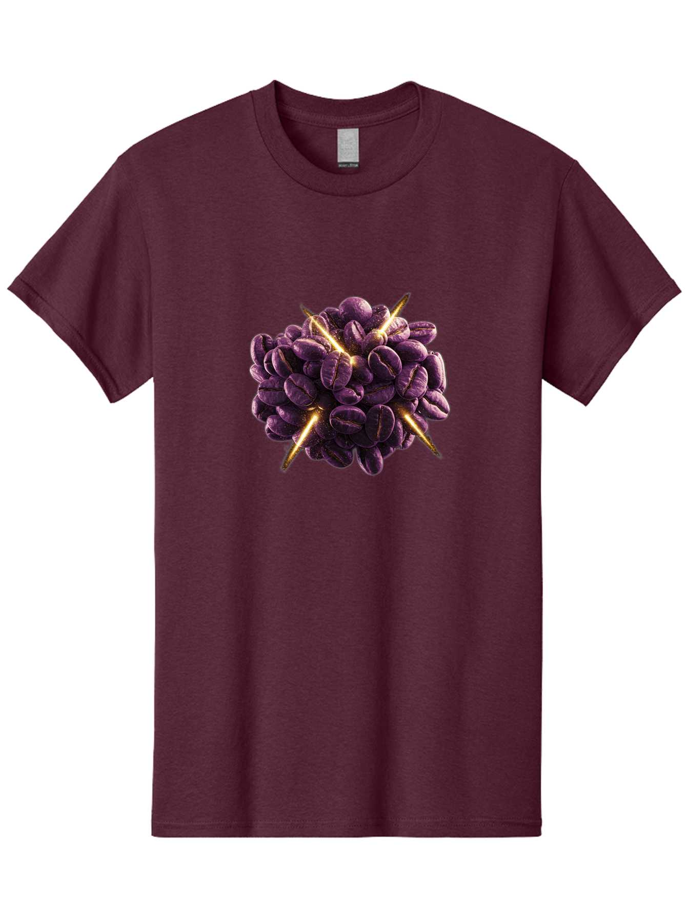 Coffee-Beans Men'S Graphic Tee, 100% Cotton, Comfortable Casual Summer Wear, Machine Washable, Dark Purple Coffee Beans, Spike Design, Unique Coffee Art, Creative Coffee Presentation, Coffee Lover Gift, Bold Coffee Beans Baa342