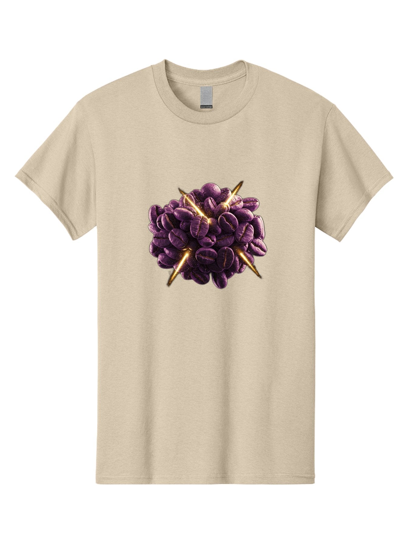 Coffee-Beans Men'S Graphic Tee, 100% Cotton, Comfortable Casual Summer Wear, Machine Washable, Dark Purple Coffee Beans, Spike Design, Unique Coffee Art, Creative Coffee Presentation, Coffee Lover Gift, Bold Coffee Beans Baa342 3
