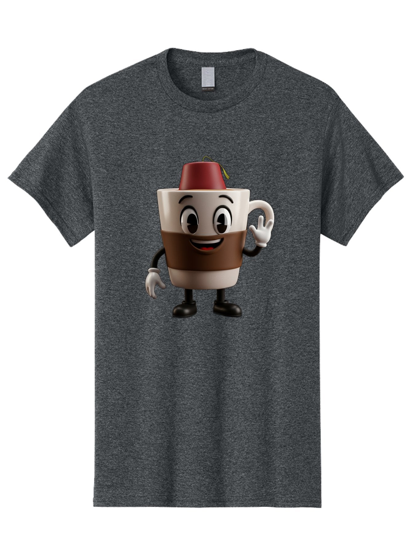 Coffee-Cup-1 Men'S Graphic Tee, 100% Cotton, Comfortable Casual Summer Wear, Machine Washable, Cartoon Coffee Mug, Coffee Character, Smiling Mug, Tea Bag On Top, Waving Hand, Friendly Beverage, Animated Coffee, Cute Drink, Coffee Culture, Baa343 10