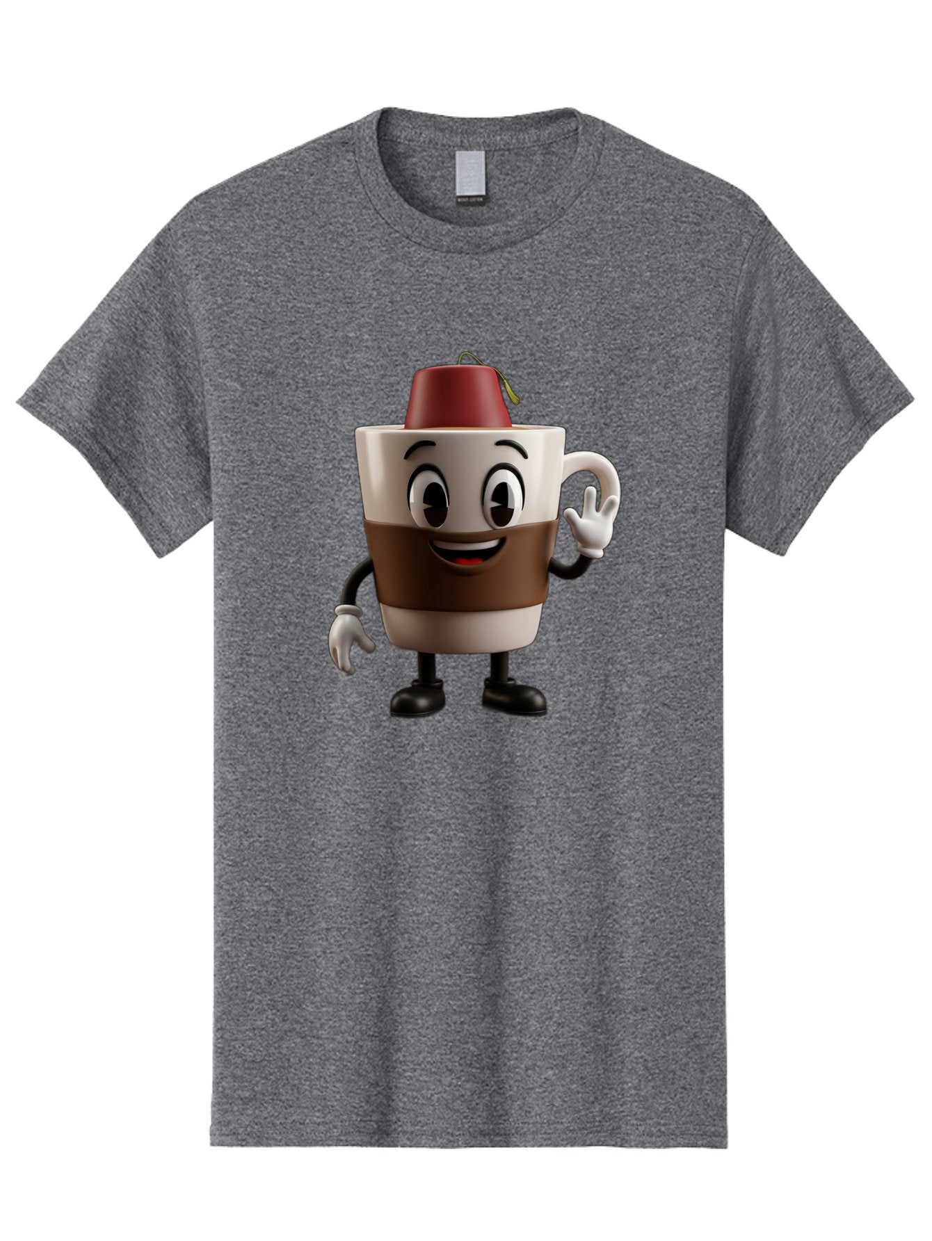 Coffee-Cup-1 Men'S Graphic Tee, 100% Cotton, Comfortable Casual Summer Wear, Machine Washable, Cartoon Coffee Mug, Coffee Character, Smiling Mug, Tea Bag On Top, Waving Hand, Friendly Beverage, Animated Coffee, Cute Drink, Coffee Culture, Baa343 13