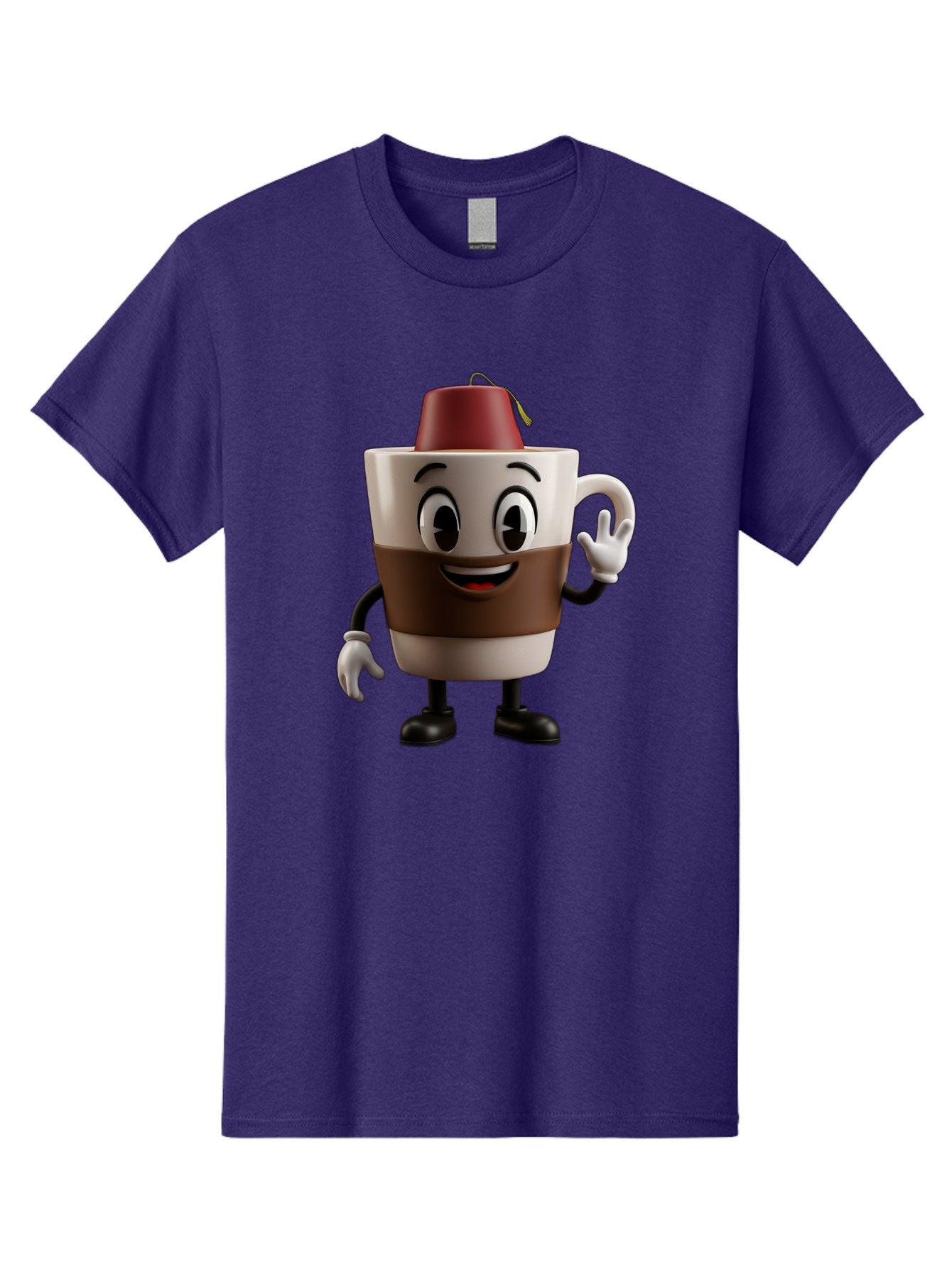 Coffee-Cup-1 Men'S Graphic Tee, 100% Cotton, Comfortable Casual Summer Wear, Machine Washable, Cartoon Coffee Mug, Coffee Character, Smiling Mug, Tea Bag On Top, Waving Hand, Friendly Beverage, Animated Coffee, Cute Drink, Coffee Culture, Baa343 12