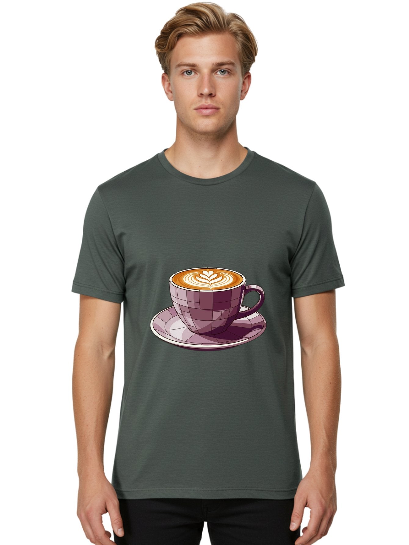 Coffee-Cup-10 Men'S Graphic Tee, 100% Cotton, Comfortable Casual Summer Wear, Machine Washable, Coffee Cup, Cappuccino, Latte Art, Heart Design, Coffee Break, Morning Coffee, Coffee Lover, Coffee Culture, Beverage, Drink Baa344 24