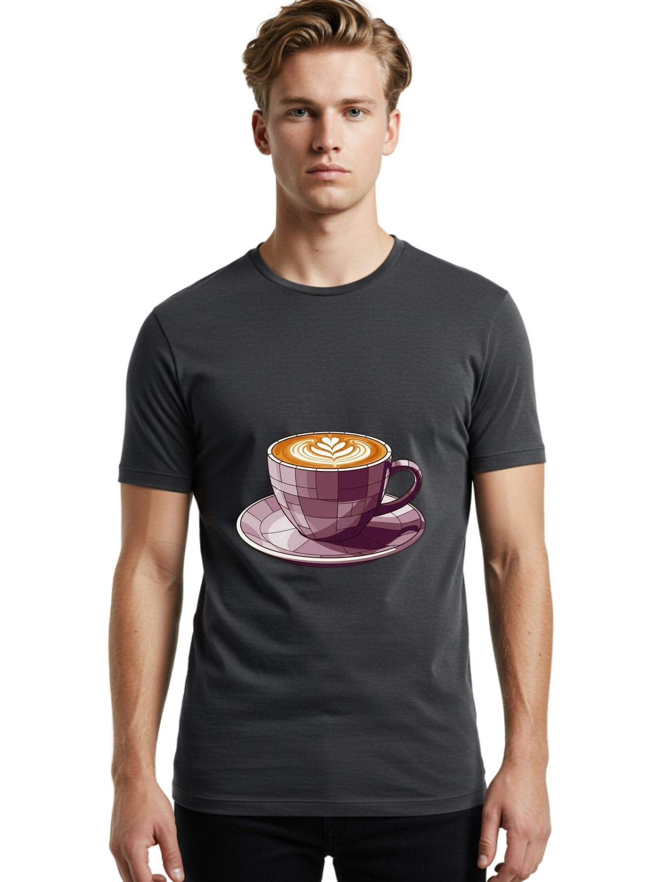 Coffee-Cup-10 Men'S Graphic Tee, 100% Cotton, Comfortable Casual Summer Wear, Machine Washable, Coffee Cup, Cappuccino, Latte Art, Heart Design, Coffee Break, Morning Coffee, Coffee Lover, Coffee Culture, Beverage, Drink Baa344 16