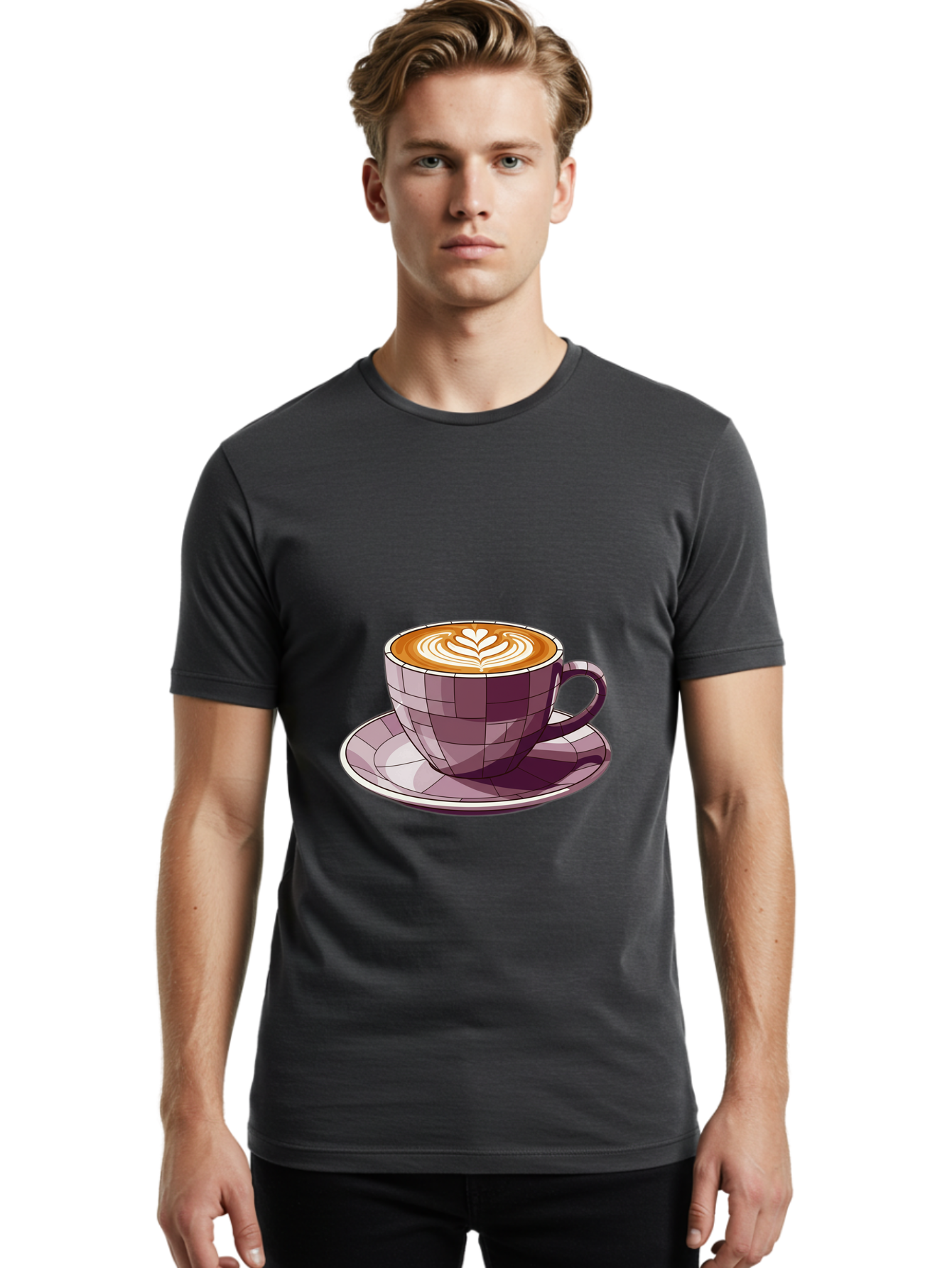Coffee-Cup-10 Men'S Graphic Tee, 100% Cotton, Comfortable Casual Summer Wear, Machine Washable, Coffee Cup, Cappuccino, Latte Art, Heart Design, Coffee Break, Morning Coffee, Coffee Lover, Coffee Culture, Beverage, Drink Baa344 26