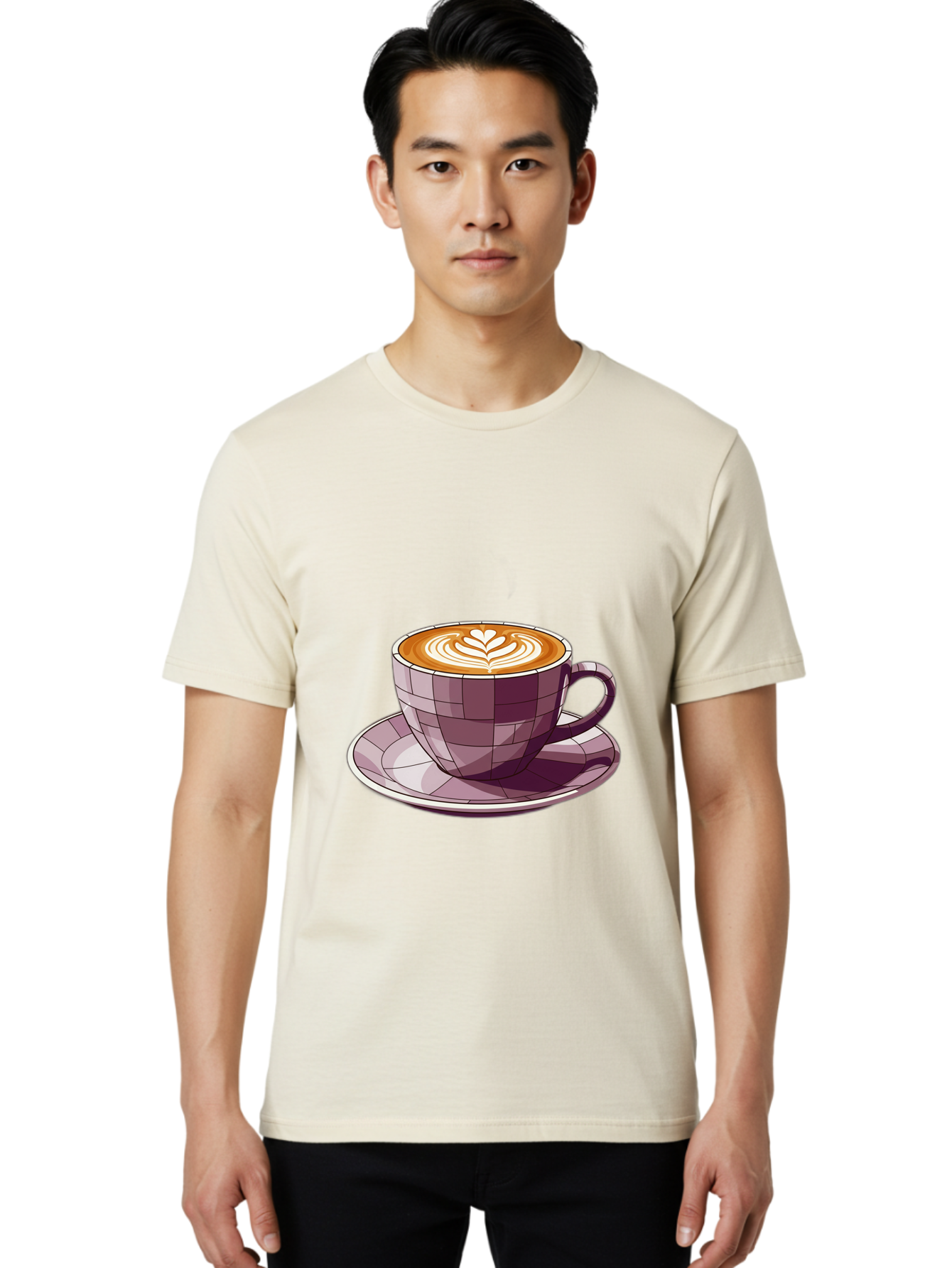 Coffee-Cup-10 Men'S Graphic Tee, 100% Cotton, Comfortable Casual Summer Wear, Machine Washable, Coffee Cup, Cappuccino, Latte Art, Heart Design, Coffee Break, Morning Coffee, Coffee Lover, Coffee Culture, Beverage, Drink Baa344 30