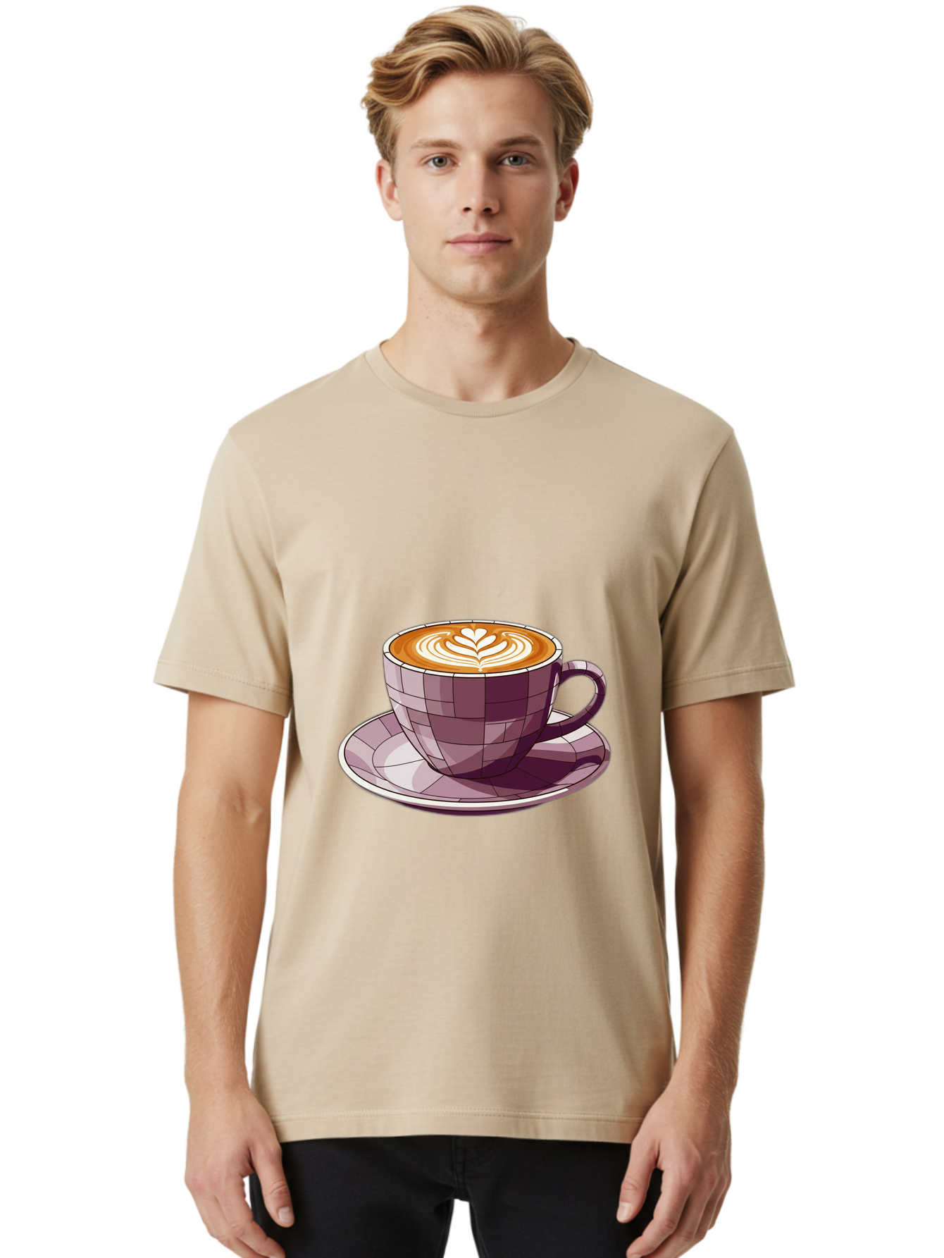 Coffee-Cup-10 Men'S Graphic Tee, 100% Cotton, Comfortable Casual Summer Wear, Machine Washable, Coffee Cup, Cappuccino, Latte Art, Heart Design, Coffee Break, Morning Coffee, Coffee Lover, Coffee Culture, Beverage, Drink Baa344 4