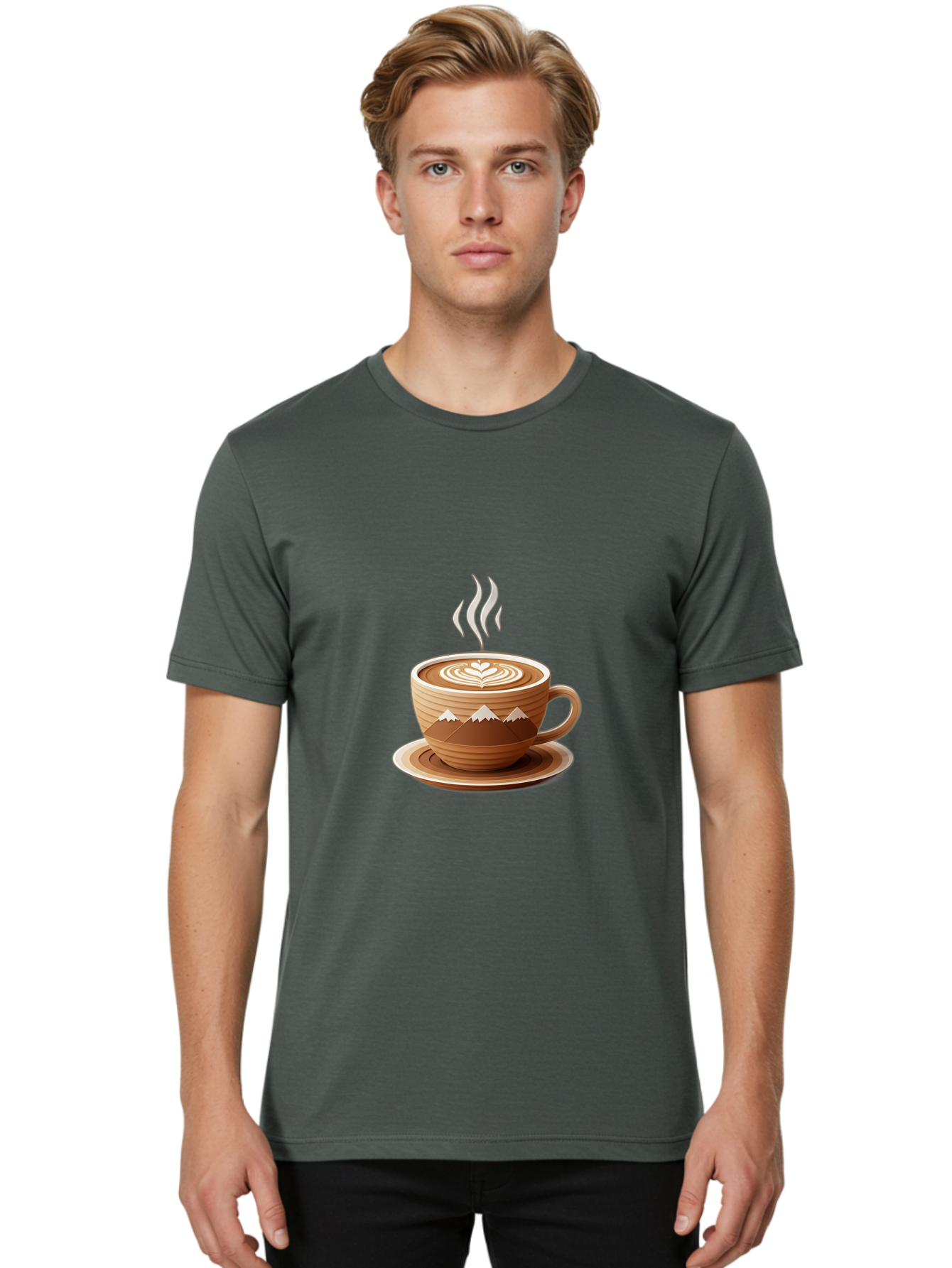 Coffee-Cup-11 Men'S Graphic Tee, 100% Cotton, Comfortable Casual Summer Wear, Machine Washable, Steaming Coffee Cup, Latte Art, Heart Design, Wooden Cup, White Mountains, Morning Coffee, Coffee Break, Espresso, Coffee Lover Baa345 22