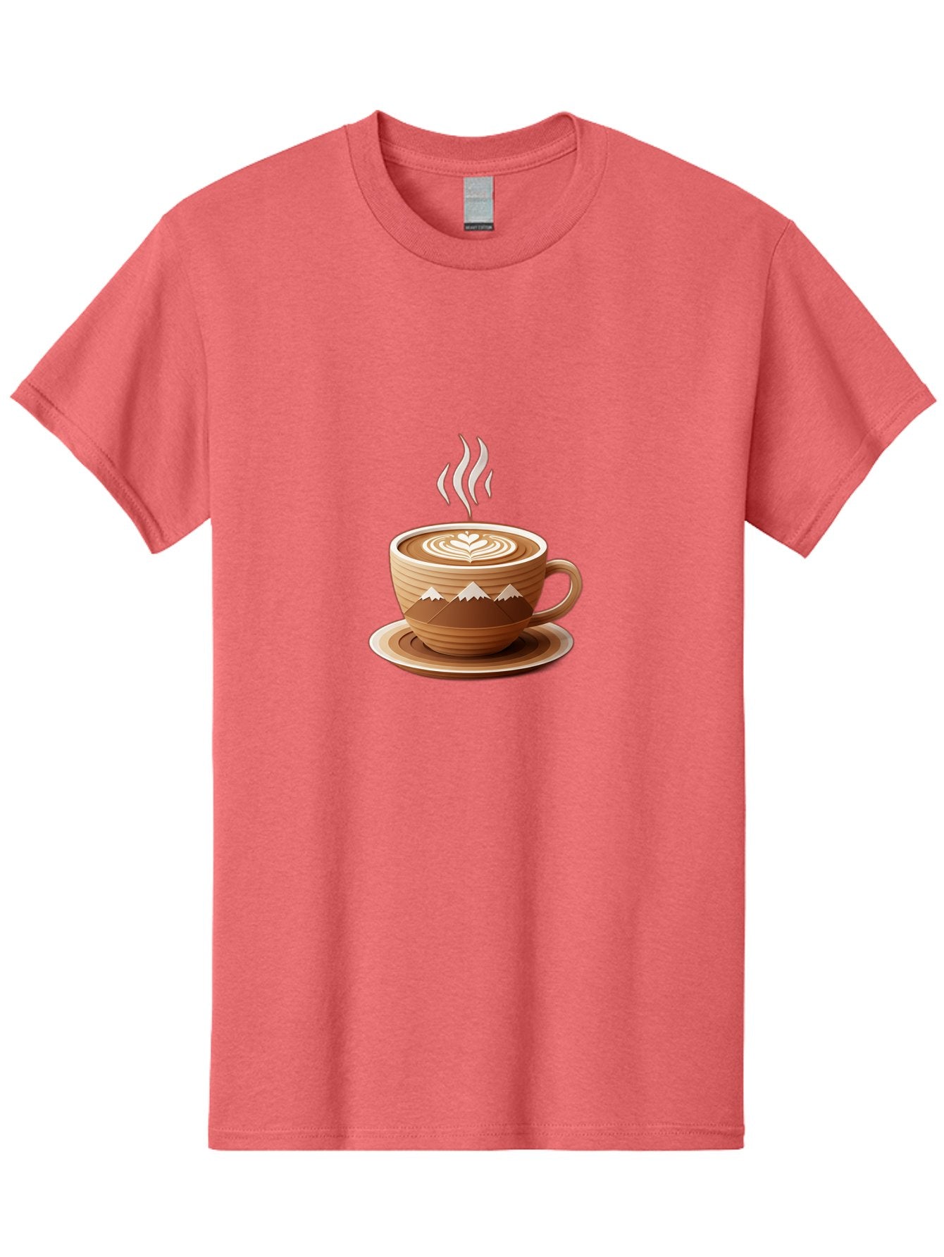 Coffee-Cup-11 Men'S Graphic Tee, 100% Cotton, Comfortable Casual Summer Wear, Machine Washable, Steaming Coffee Cup, Latte Art, Heart Design, Wooden Cup, White Mountains, Morning Coffee, Coffee Break, Espresso, Coffee Lover Baa345 3