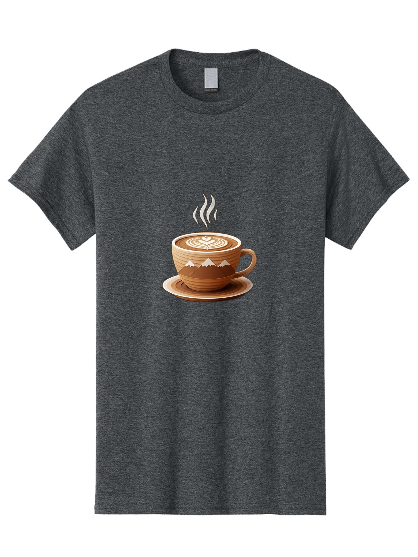 Coffee-Cup-11 Men'S Graphic Tee, 100% Cotton, Comfortable Casual Summer Wear, Machine Washable, Steaming Coffee Cup, Latte Art, Heart Design, Wooden Cup, White Mountains, Morning Coffee, Coffee Break, Espresso, Coffee Lover Baa345 11