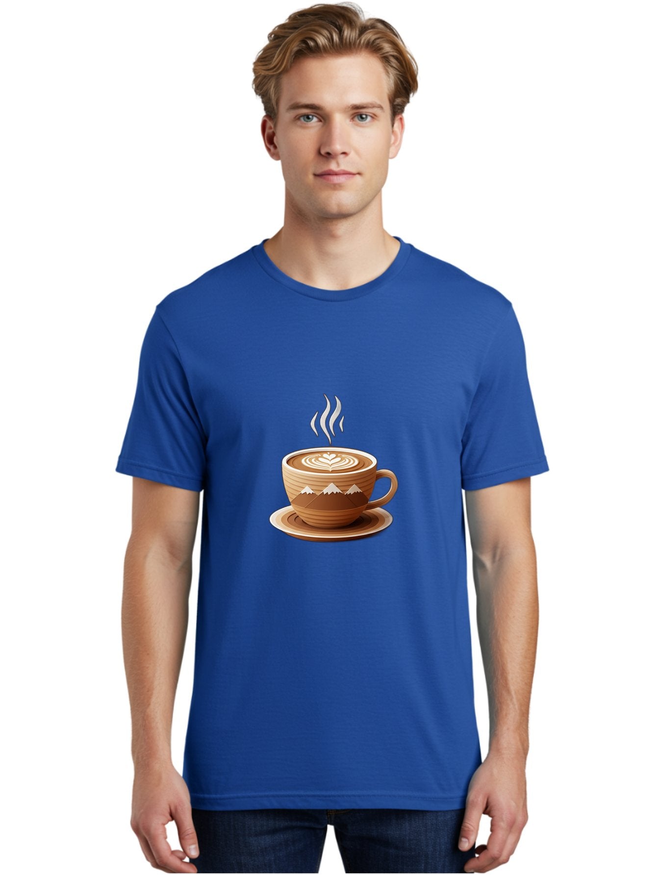 Coffee-Cup-11 Men'S Graphic Tee, 100% Cotton, Comfortable Casual Summer Wear, Machine Washable, Steaming Coffee Cup, Latte Art, Heart Design, Wooden Cup, White Mountains, Morning Coffee, Coffee Break, Espresso, Coffee Lover Baa345 28