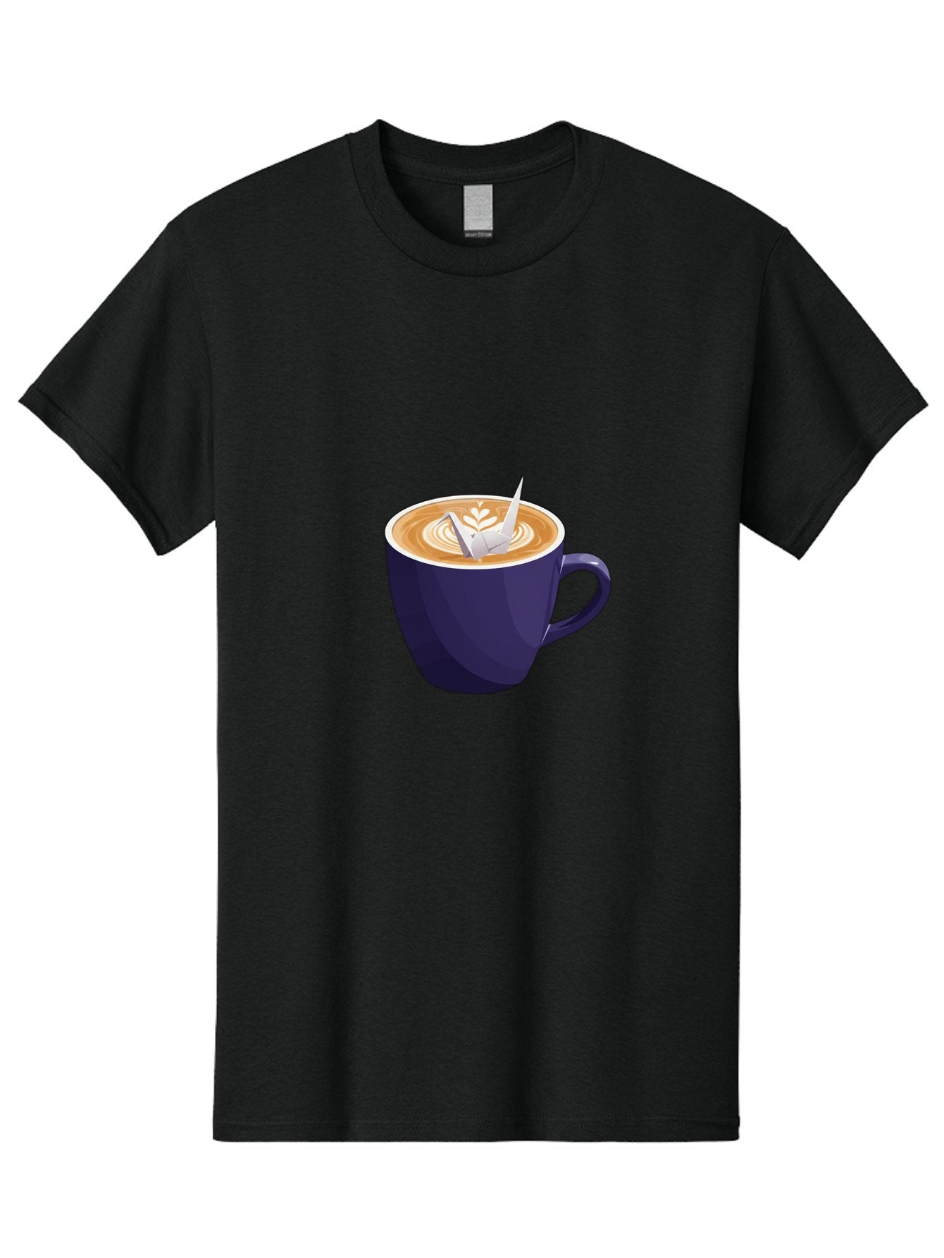 Coffee-Cup-12 Men'S Graphic Tee, 100% Cotton, Comfortable Casual Summer Wear, Machine Washable, Coffee Latte, Cappuccino Art, Espresso Drink, Dark Blue Cup, White Foam, Leaf Design, Coffee Culture, Morning Routine, Beverage Illustration, Baa346 11
