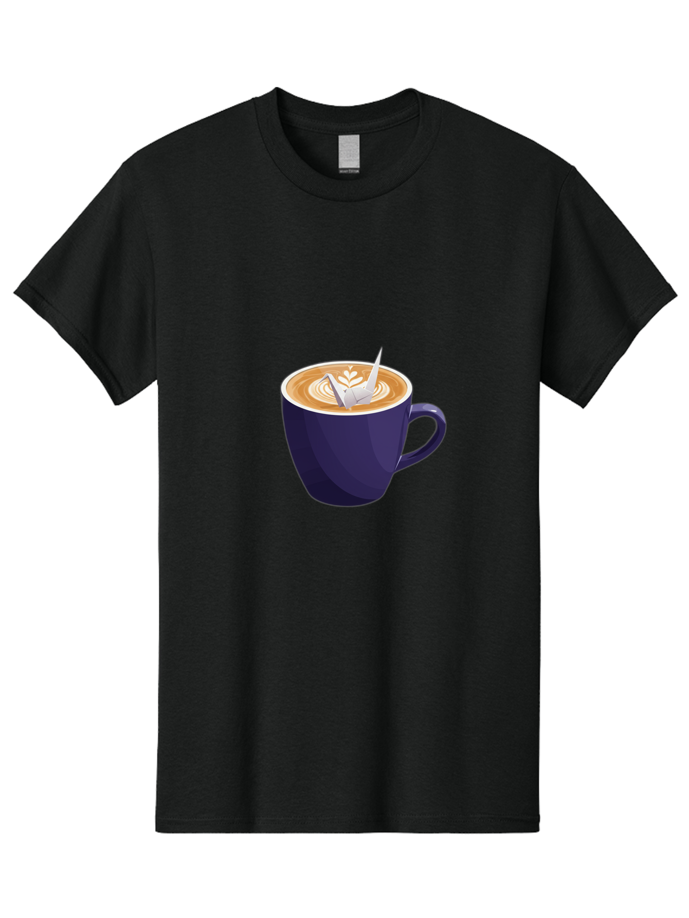 Coffee-Cup-12 Men'S Graphic Tee, 100% Cotton, Comfortable Casual Summer Wear, Machine Washable, Coffee Latte, Cappuccino Art, Espresso Drink, Dark Blue Cup, White Foam, Leaf Design, Coffee Culture, Morning Routine, Beverage Illustration, Baa346 7