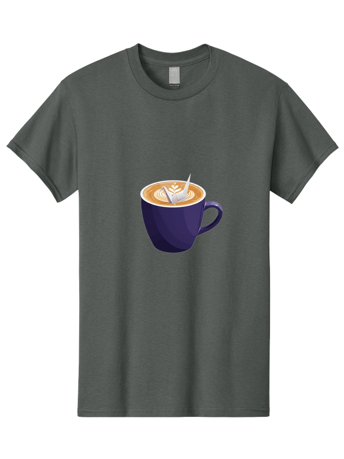 Coffee-Cup-12 Men'S Graphic Tee, 100% Cotton, Comfortable Casual Summer Wear, Machine Washable, Coffee Latte, Cappuccino Art, Espresso Drink, Dark Blue Cup, White Foam, Leaf Design, Coffee Culture, Morning Routine, Beverage Illustration, Baa346 29