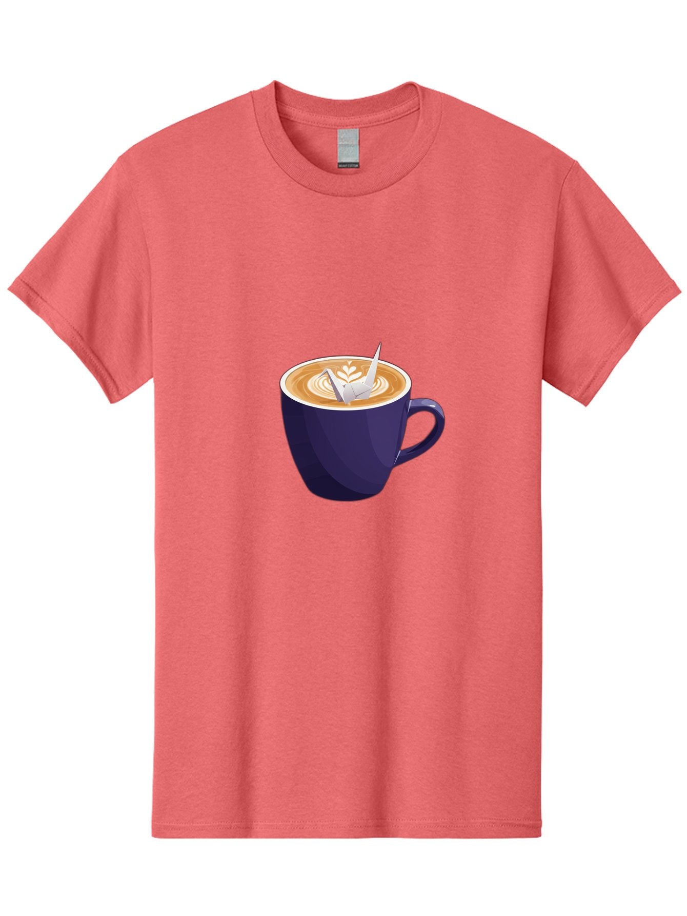 Coffee-Cup-12 Men'S Graphic Tee, 100% Cotton, Comfortable Casual Summer Wear, Machine Washable, Coffee Latte, Cappuccino Art, Espresso Drink, Dark Blue Cup, White Foam, Leaf Design, Coffee Culture, Morning Routine, Beverage Illustration, Baa346 9