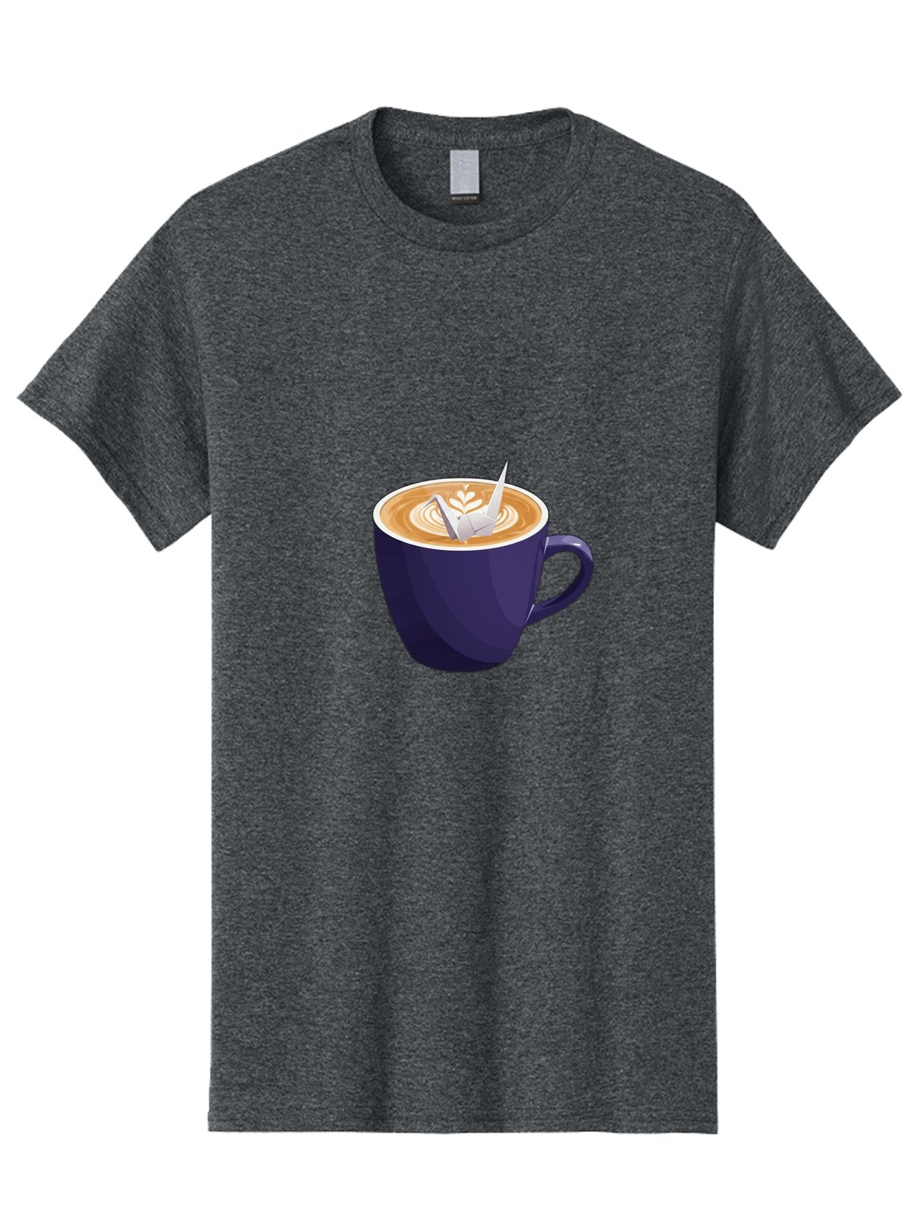 Coffee-Cup-12 Men'S Graphic Tee, 100% Cotton, Comfortable Casual Summer Wear, Machine Washable, Coffee Latte, Cappuccino Art, Espresso Drink, Dark Blue Cup, White Foam, Leaf Design, Coffee Culture, Morning Routine, Beverage Illustration, Baa346 7