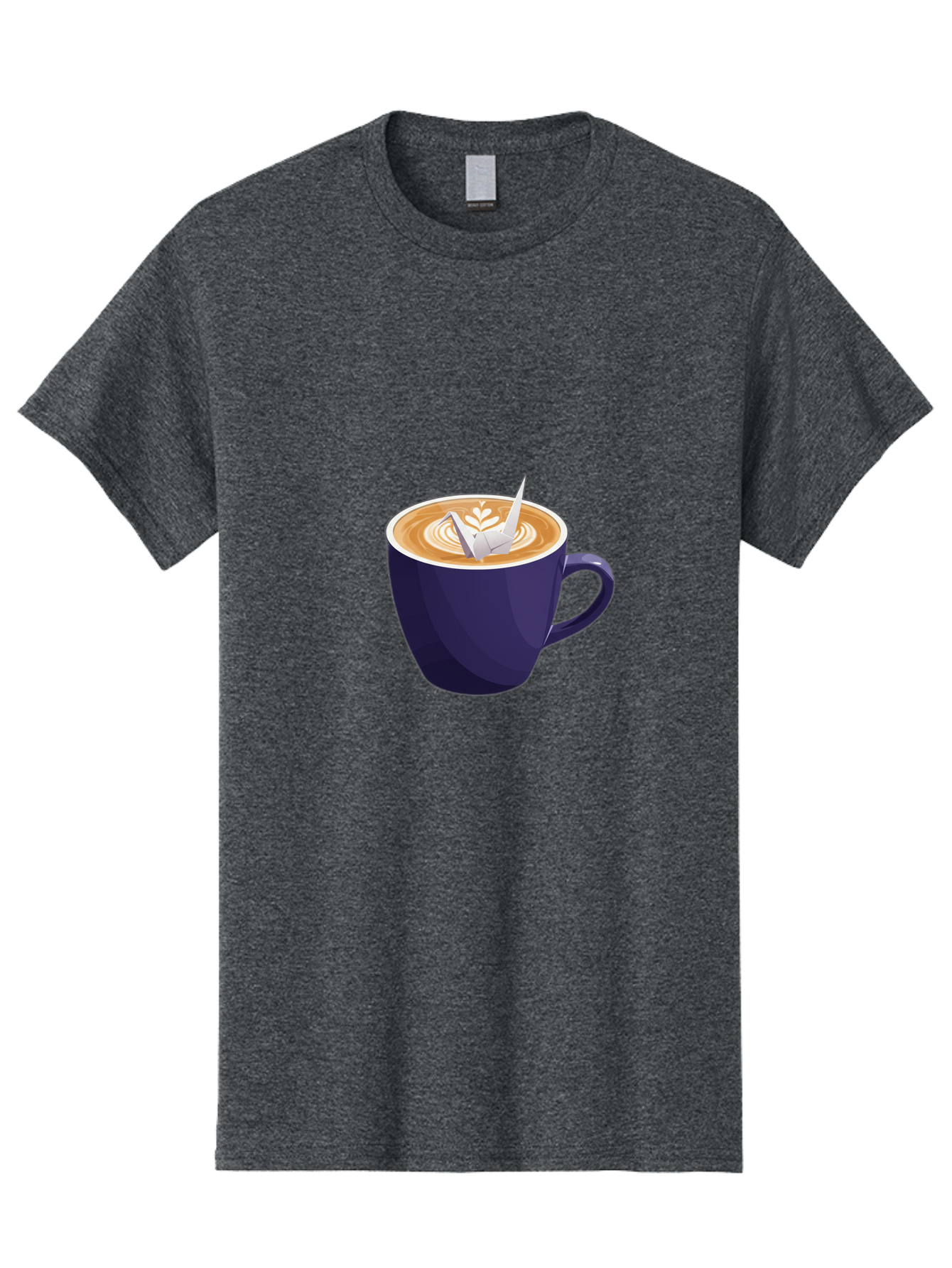 Coffee-Cup-12 Men'S Graphic Tee, 100% Cotton, Comfortable Casual Summer Wear, Machine Washable, Coffee Latte, Cappuccino Art, Espresso Drink, Dark Blue Cup, White Foam, Leaf Design, Coffee Culture, Morning Routine, Beverage Illustration, Baa346 25