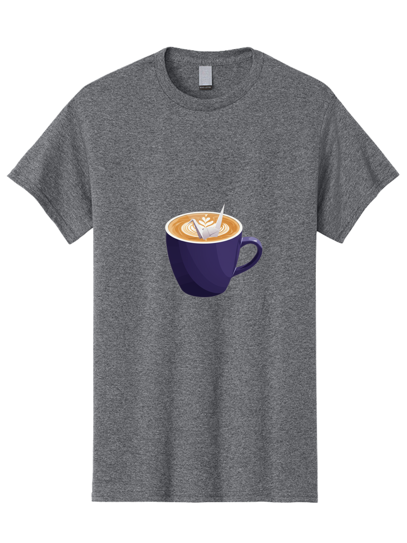 Coffee-Cup-12 Men'S Graphic Tee, 100% Cotton, Comfortable Casual Summer Wear, Machine Washable, Coffee Latte, Cappuccino Art, Espresso Drink, Dark Blue Cup, White Foam, Leaf Design, Coffee Culture, Morning Routine, Beverage Illustration, Baa346 23