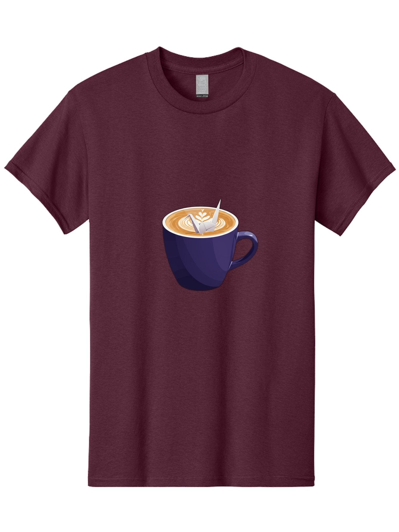 Coffee-Cup-12 Men'S Graphic Tee, 100% Cotton, Comfortable Casual Summer Wear, Machine Washable, Coffee Latte, Cappuccino Art, Espresso Drink, Dark Blue Cup, White Foam, Leaf Design, Coffee Culture, Morning Routine, Beverage Illustration, Baa346 5