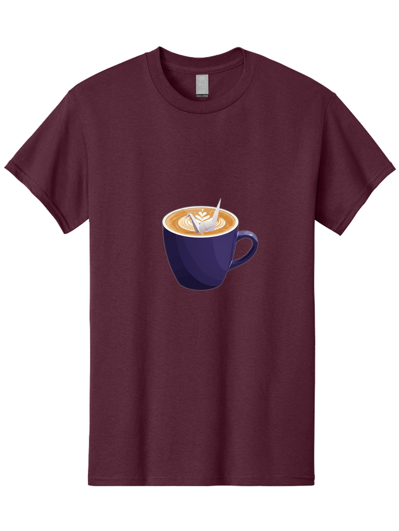 Coffee-Cup-12 Men'S Graphic Tee, 100% Cotton, Comfortable Casual Summer Wear, Machine Washable, Coffee Latte, Cappuccino Art, Espresso Drink, Dark Blue Cup, White Foam, Leaf Design, Coffee Culture, Morning Routine, Beverage Illustration, Baa346 15