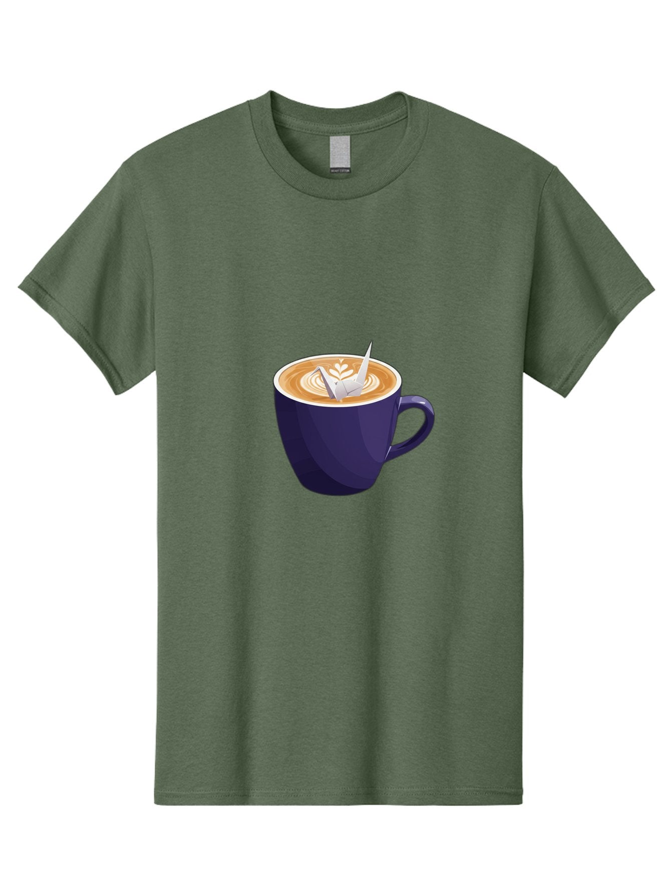 Coffee-Cup-12 Men'S Graphic Tee, 100% Cotton, Comfortable Casual Summer Wear, Machine Washable, Coffee Latte, Cappuccino Art, Espresso Drink, Dark Blue Cup, White Foam, Leaf Design, Coffee Culture, Morning Routine, Beverage Illustration, Baa346 12