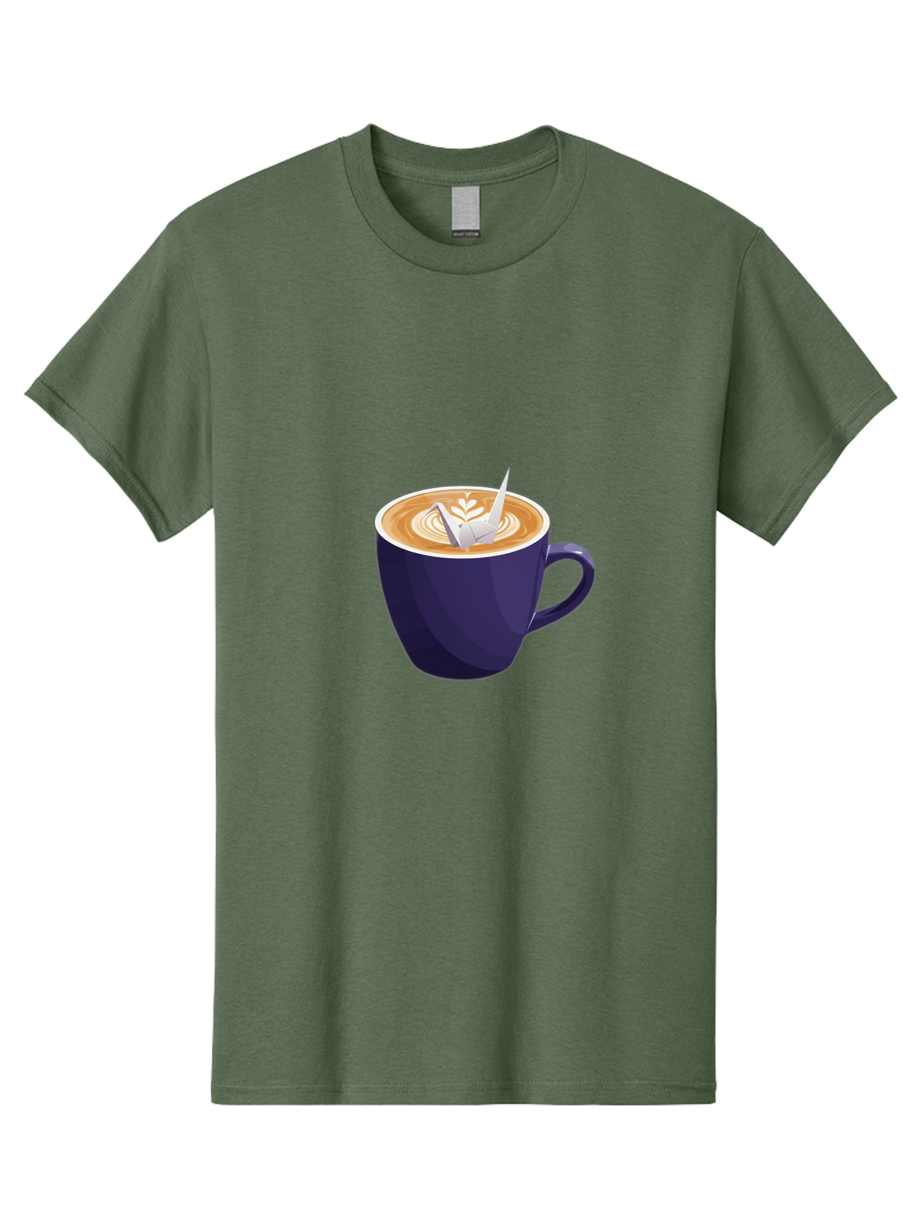 Coffee-Cup-12 Men'S Graphic Tee, 100% Cotton, Comfortable Casual Summer Wear, Machine Washable, Coffee Latte, Cappuccino Art, Espresso Drink, Dark Blue Cup, White Foam, Leaf Design, Coffee Culture, Morning Routine, Beverage Illustration, Baa346 5