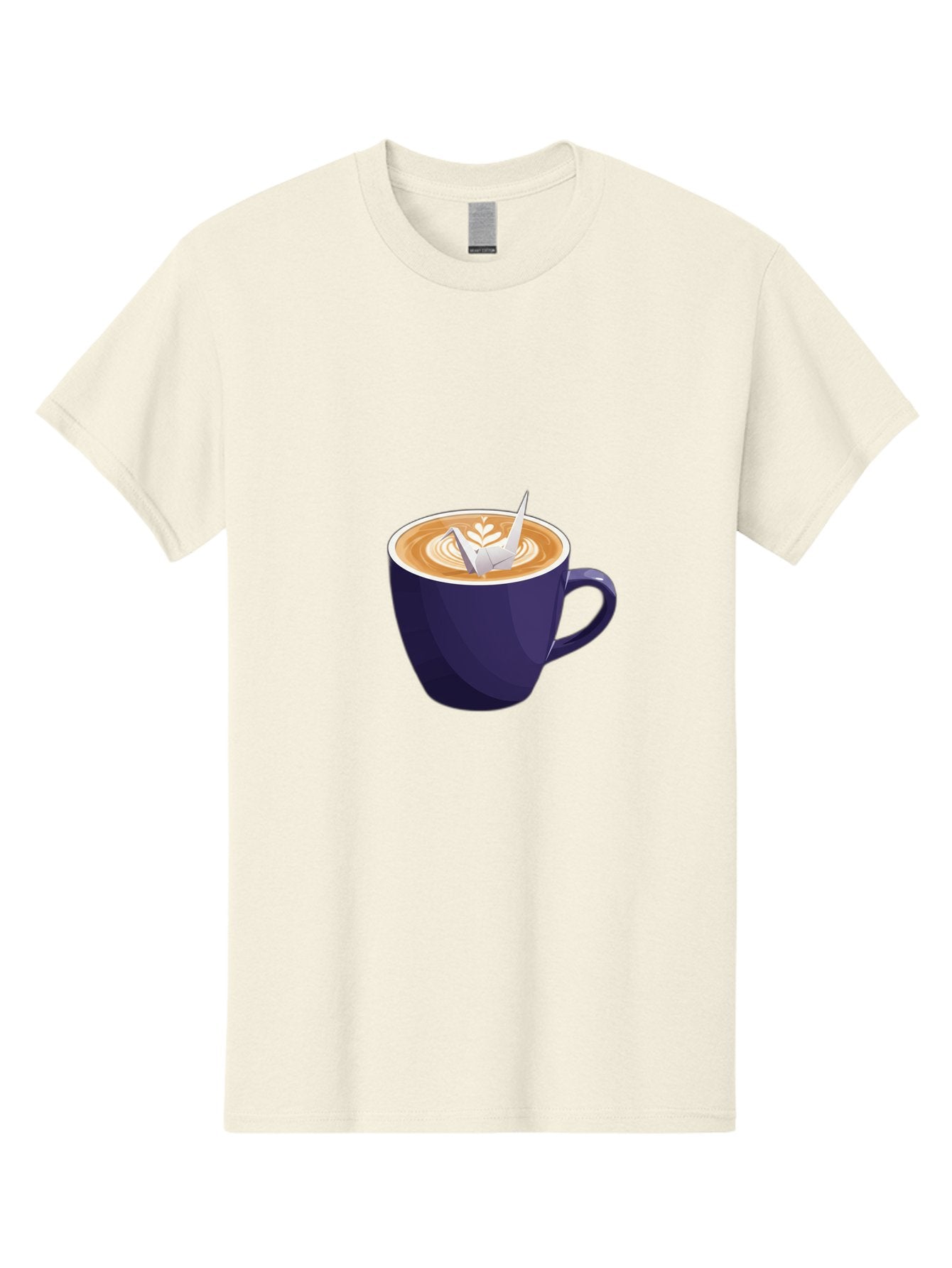 Coffee-Cup-12 Men'S Graphic Tee, 100% Cotton, Comfortable Casual Summer Wear, Machine Washable, Coffee Latte, Cappuccino Art, Espresso Drink, Dark Blue Cup, White Foam, Leaf Design, Coffee Culture, Morning Routine, Beverage Illustration, Baa346 10