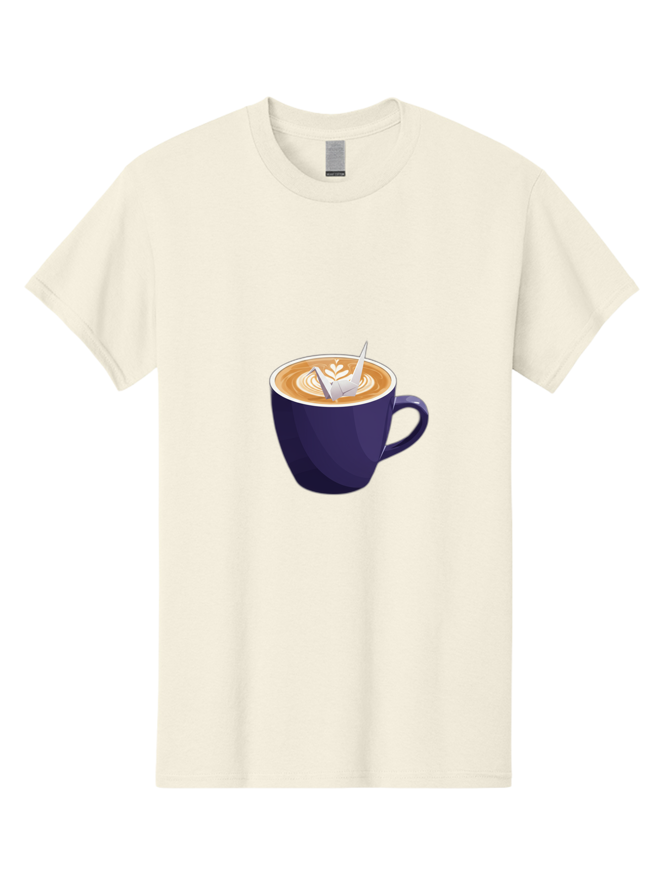 Coffee-Cup-12 Men'S Graphic Tee, 100% Cotton, Comfortable Casual Summer Wear, Machine Washable, Coffee Latte, Cappuccino Art, Espresso Drink, Dark Blue Cup, White Foam, Leaf Design, Coffee Culture, Morning Routine, Beverage Illustration, Baa346 27