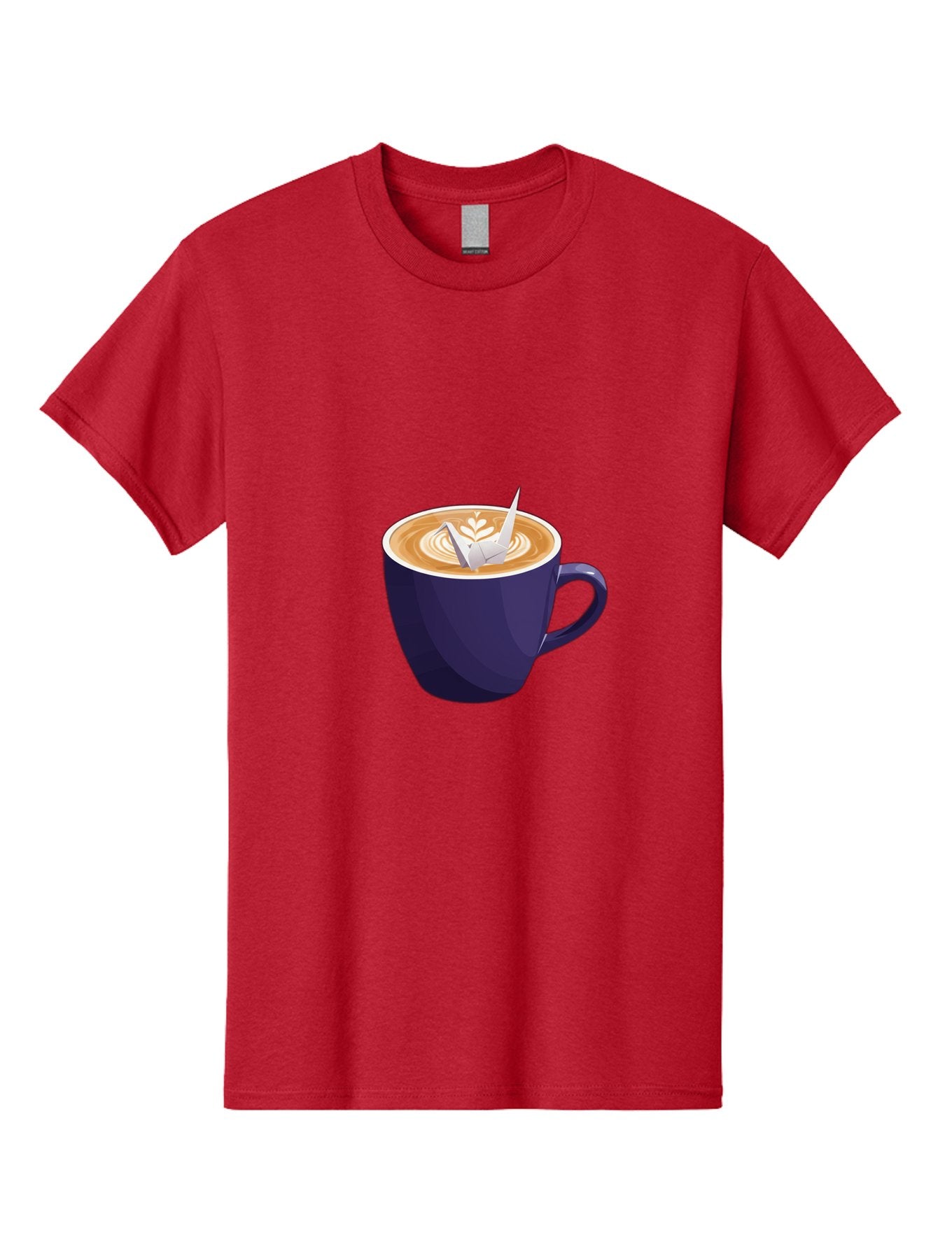 Coffee-Cup-12 Men'S Graphic Tee, 100% Cotton, Comfortable Casual Summer Wear, Machine Washable, Coffee Latte, Cappuccino Art, Espresso Drink, Dark Blue Cup, White Foam, Leaf Design, Coffee Culture, Morning Routine, Beverage Illustration, Baa346 14