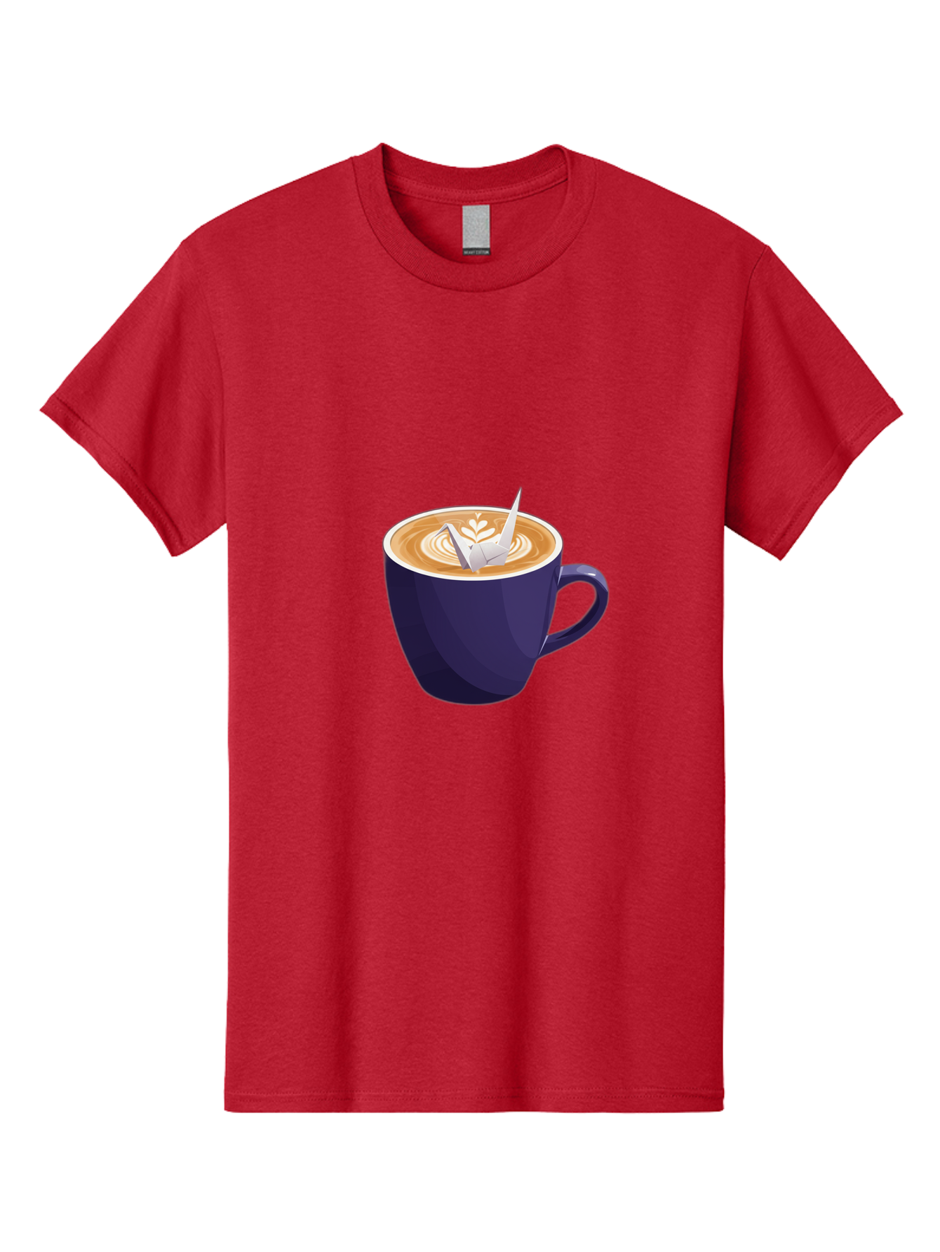 Coffee-Cup-12 Men'S Graphic Tee, 100% Cotton, Comfortable Casual Summer Wear, Machine Washable, Coffee Latte, Cappuccino Art, Espresso Drink, Dark Blue Cup, White Foam, Leaf Design, Coffee Culture, Morning Routine, Beverage Illustration, Baa346 3
