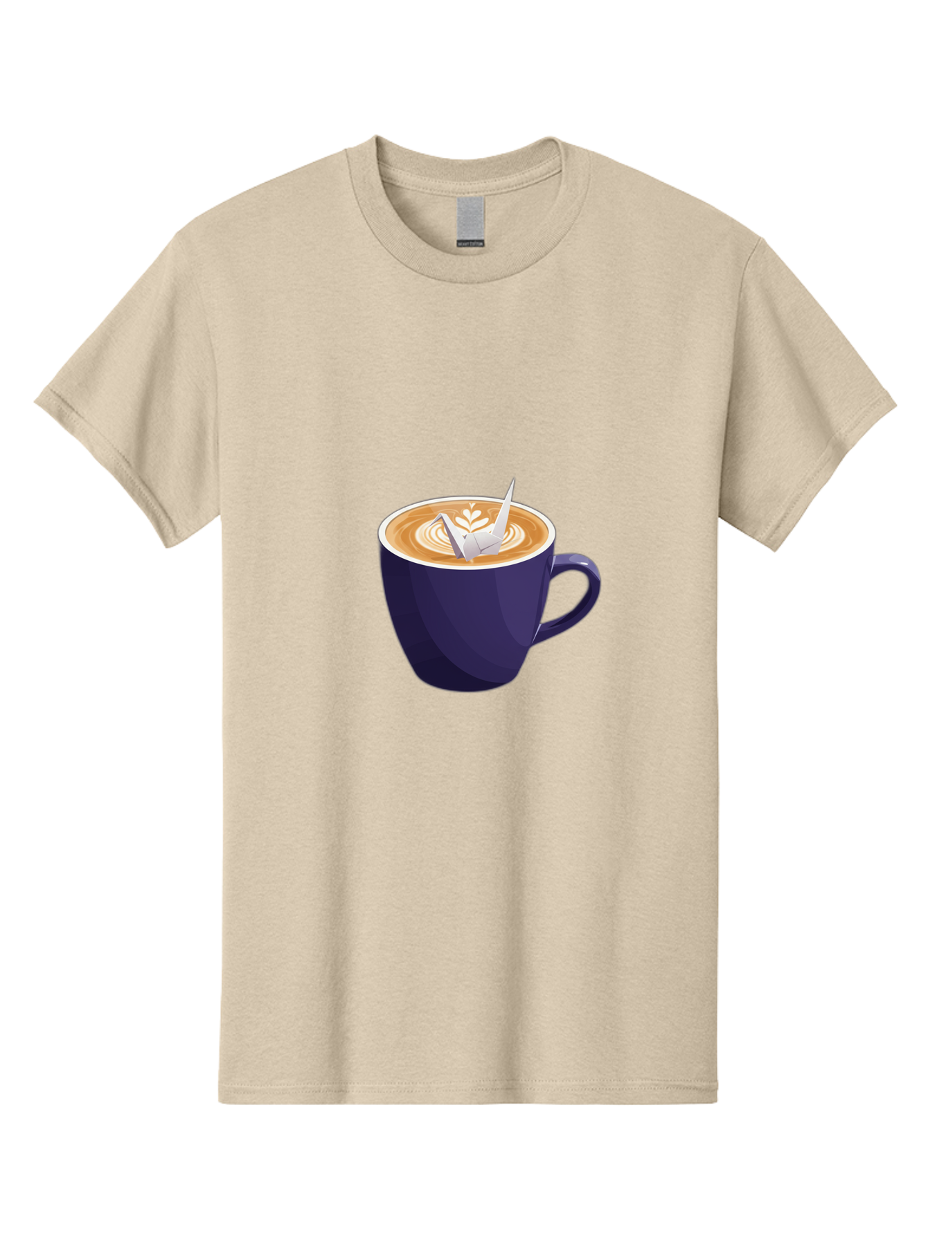 Coffee-Cup-12 Men'S Graphic Tee, 100% Cotton, Comfortable Casual Summer Wear, Machine Washable, Coffee Latte, Cappuccino Art, Espresso Drink, Dark Blue Cup, White Foam, Leaf Design, Coffee Culture, Morning Routine, Beverage Illustration, Baa346 19