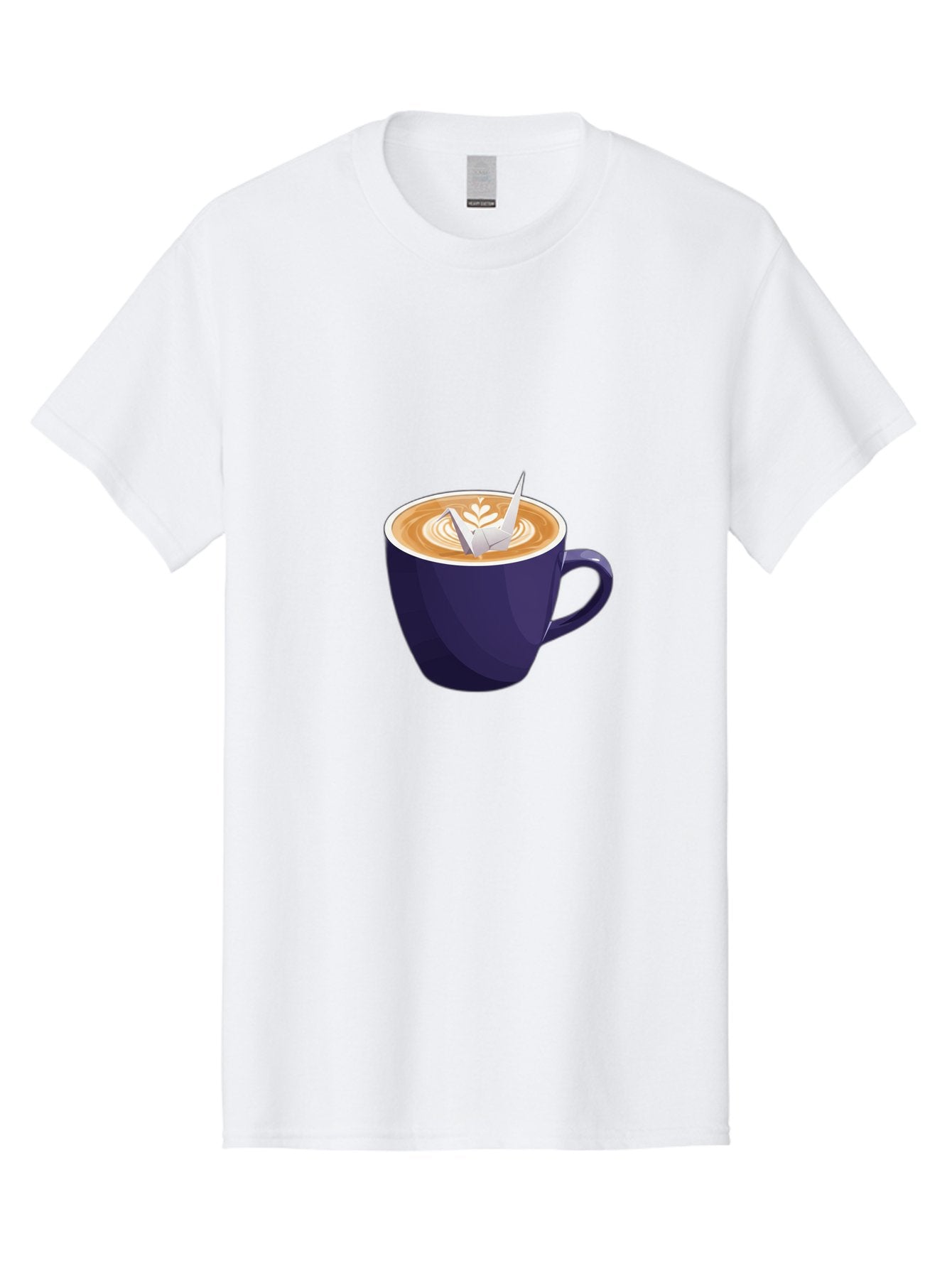 Coffee-Cup-12 Men'S Graphic Tee, 100% Cotton, Comfortable Casual Summer Wear, Machine Washable, Coffee Latte, Cappuccino Art, Espresso Drink, Dark Blue Cup, White Foam, Leaf Design, Coffee Culture, Morning Routine, Beverage Illustration, Baa346 6