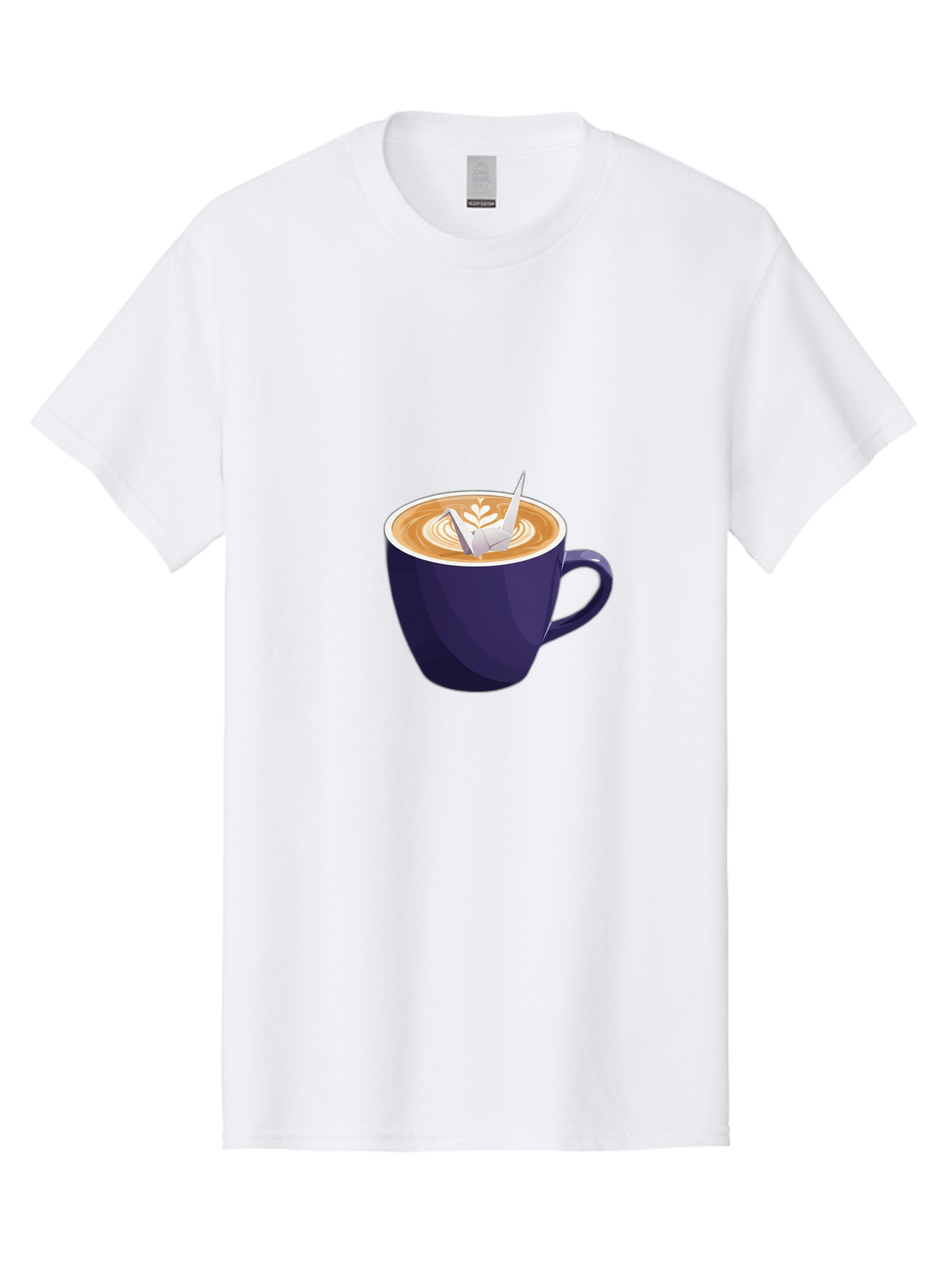 Coffee-Cup-12 Men'S Graphic Tee, 100% Cotton, Comfortable Casual Summer Wear, Machine Washable, Coffee Latte, Cappuccino Art, Espresso Drink, Dark Blue Cup, White Foam, Leaf Design, Coffee Culture, Morning Routine, Beverage Illustration, Baa346 13