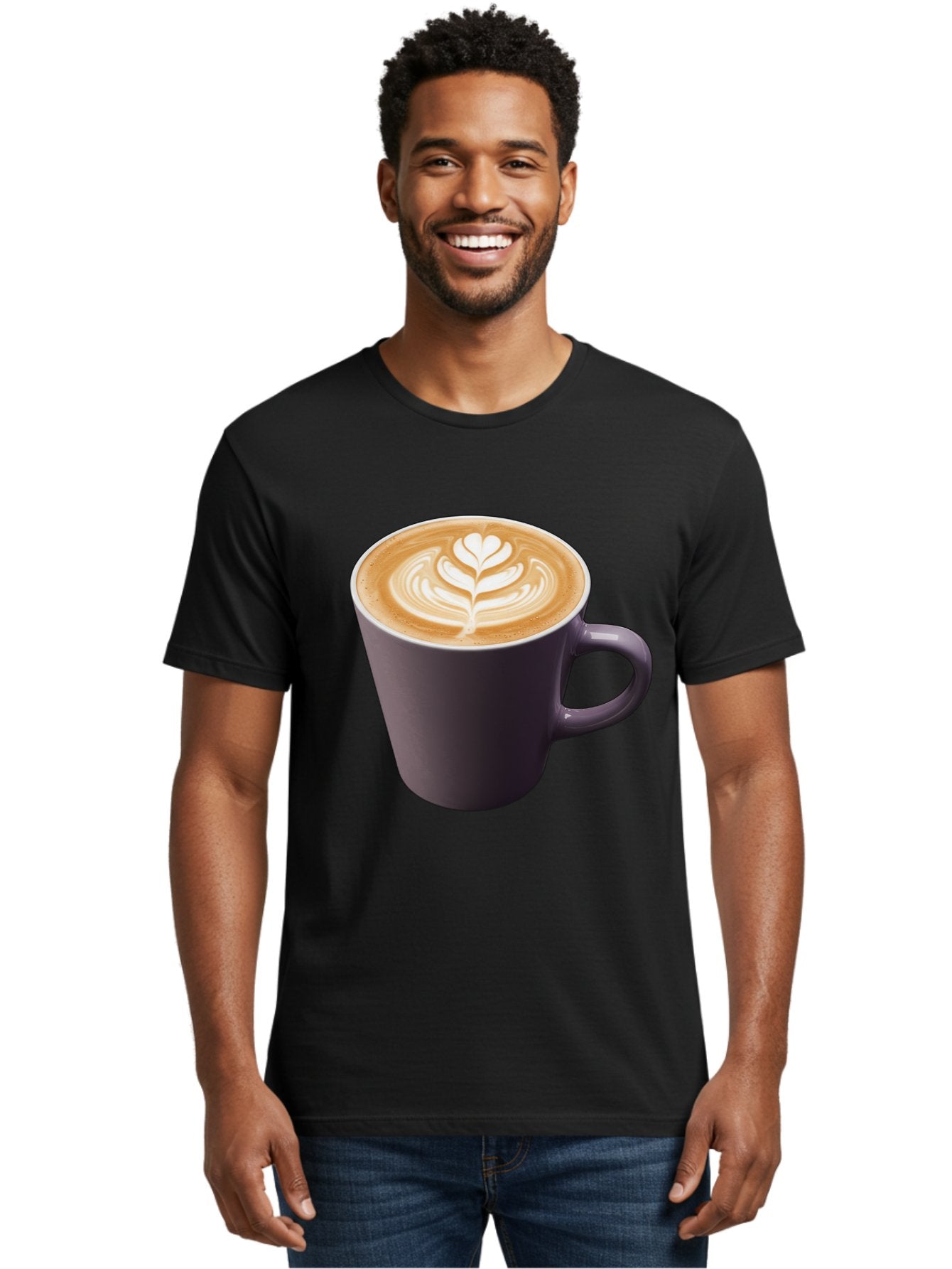 Coffee-Cup-14 Men'S Graphic Tee, 100% Cotton, Comfortable Casual Summer Wear, Machine Washable, Coffee Cup, Latte Art, Leaf Design, Espresso, Coffee Culture, Morning Coffee, Coffee Break, Caffeine, Coffee Drink Baa348 26