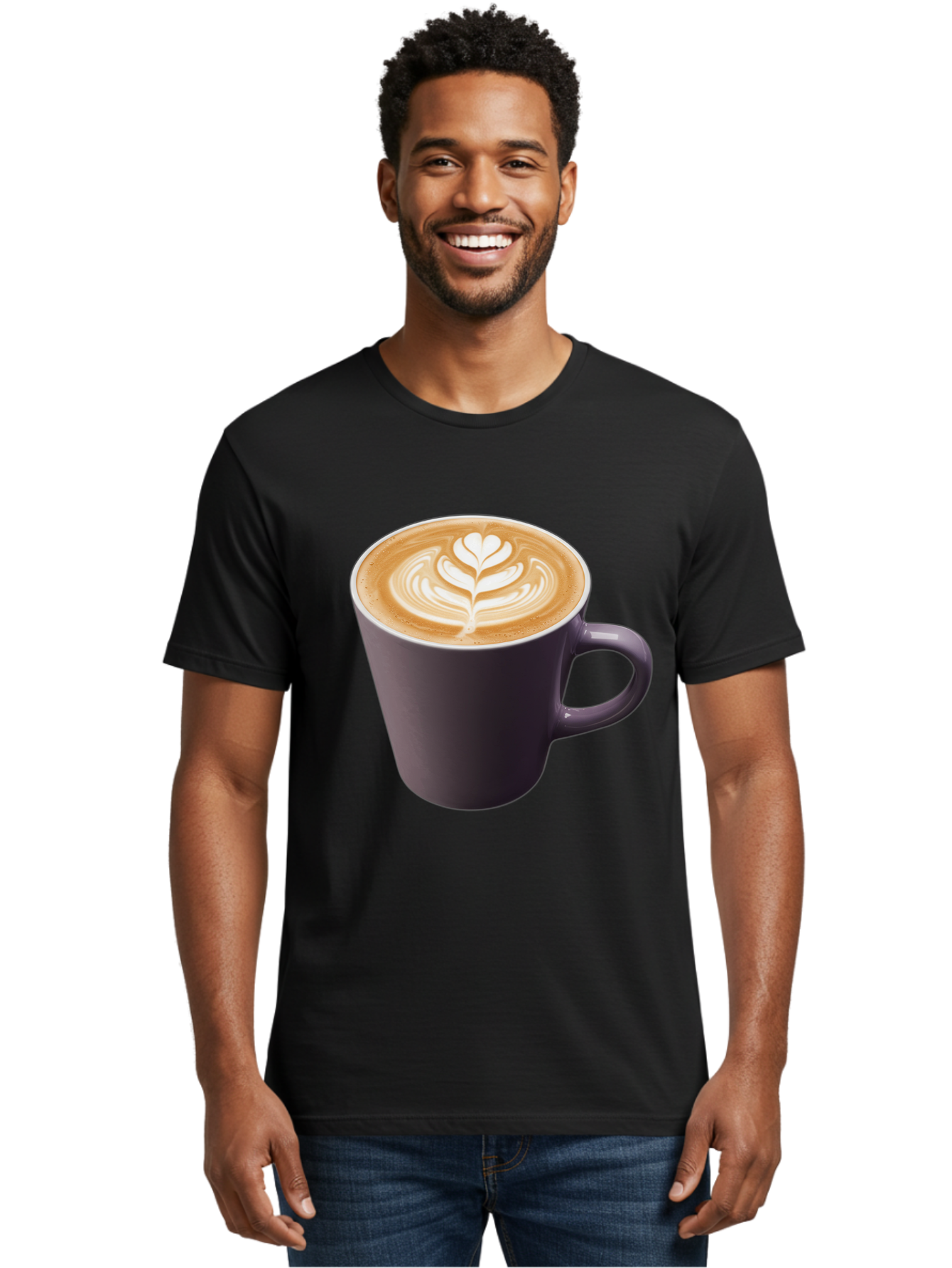 Coffee-Cup-14 Men'S Graphic Tee, 100% Cotton, Comfortable Casual Summer Wear, Machine Washable, Coffee Cup, Latte Art, Leaf Design, Espresso, Coffee Culture, Morning Coffee, Coffee Break, Caffeine, Coffee Drink Baa348 10
