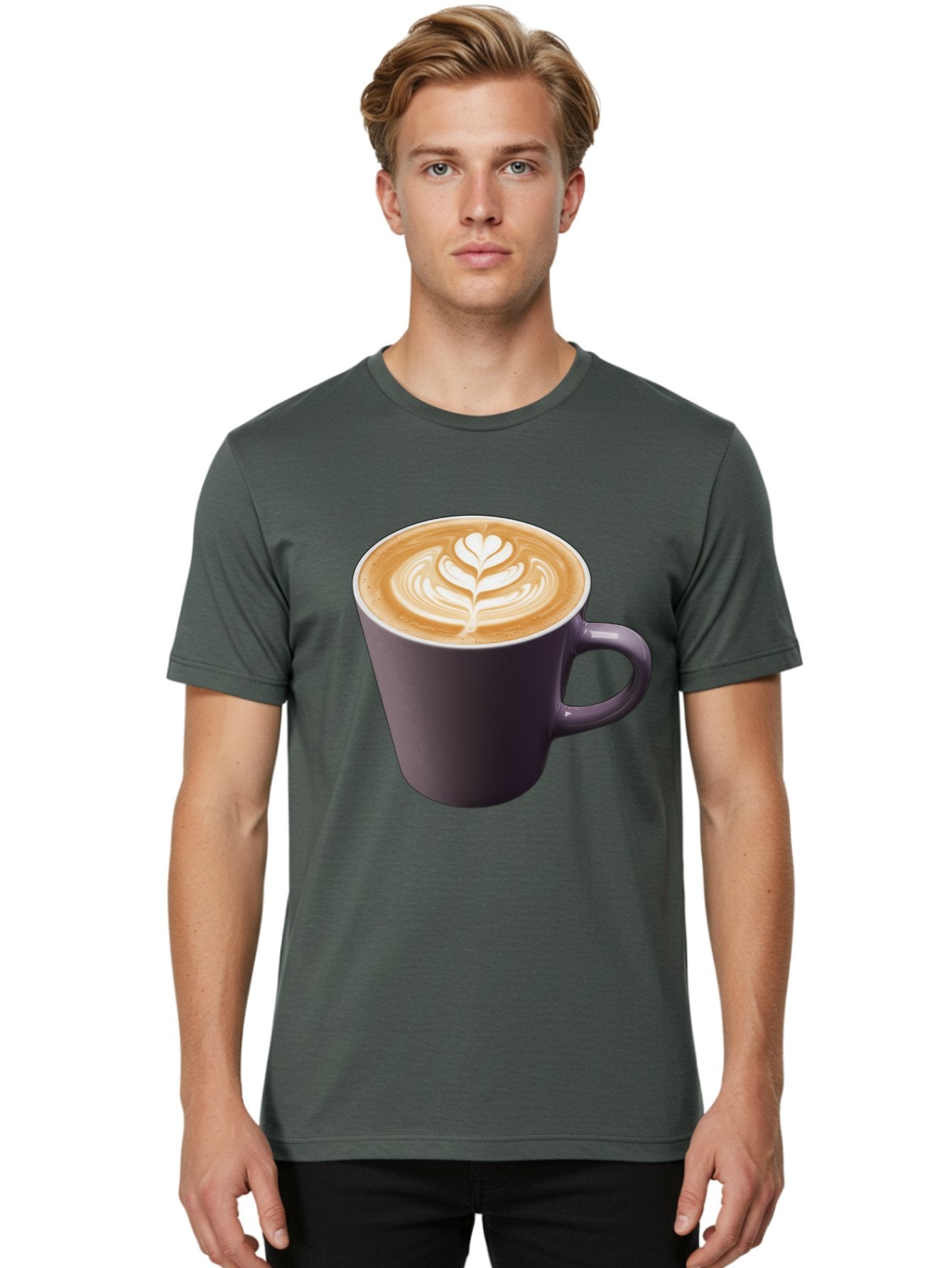 Coffee-Cup-14 Men'S Graphic Tee, 100% Cotton, Comfortable Casual Summer Wear, Machine Washable, Coffee Cup, Latte Art, Leaf Design, Espresso, Coffee Culture, Morning Coffee, Coffee Break, Caffeine, Coffee Drink Baa348 23