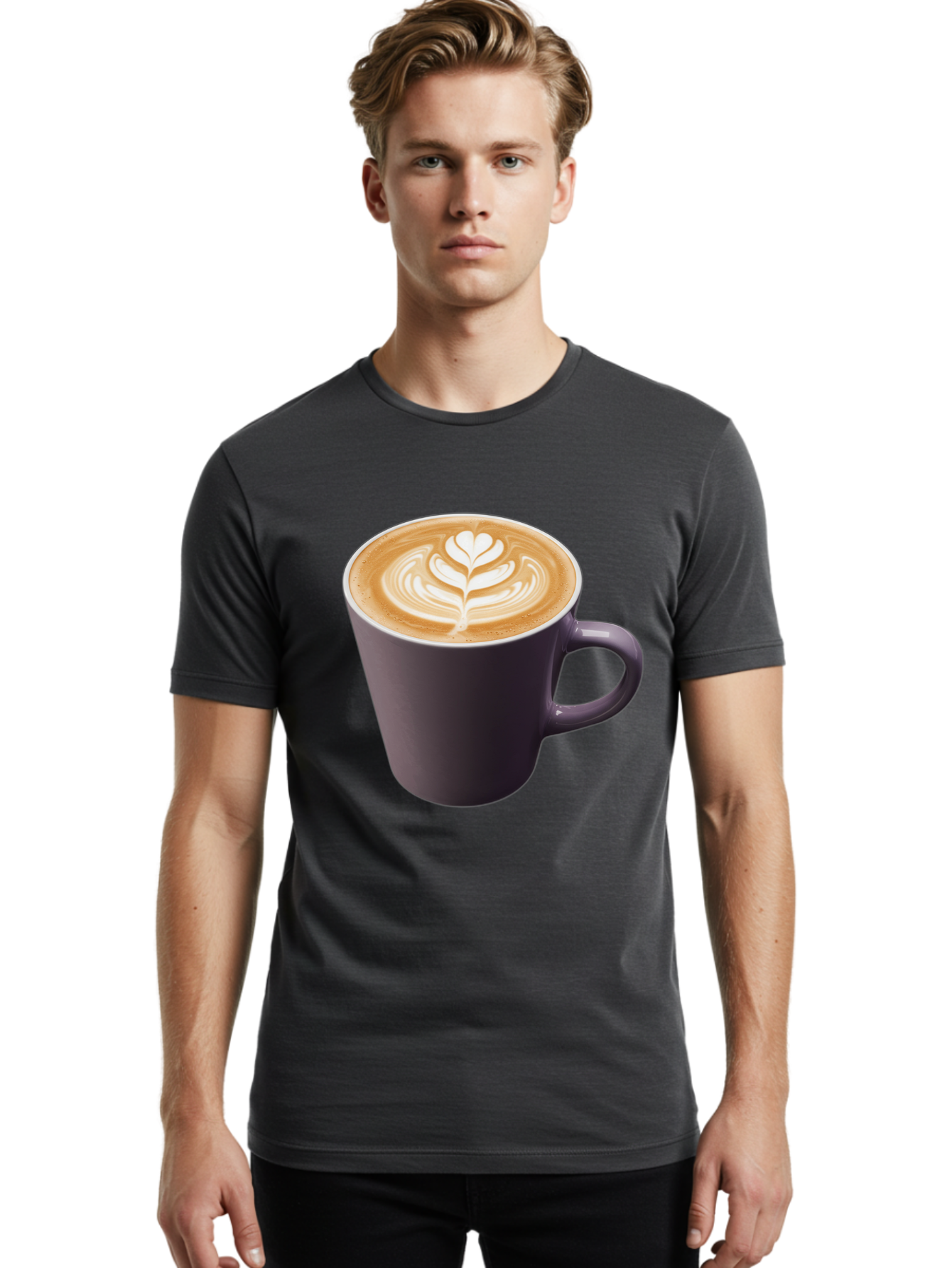 Coffee-Cup-14 Men'S Graphic Tee, 100% Cotton, Comfortable Casual Summer Wear, Machine Washable, Coffee Cup, Latte Art, Leaf Design, Espresso, Coffee Culture, Morning Coffee, Coffee Break, Caffeine, Coffee Drink Baa348 12