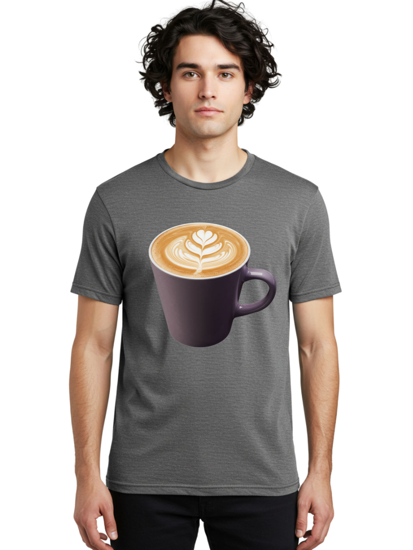 Coffee-Cup-14 Men'S Graphic Tee, 100% Cotton, Comfortable Casual Summer Wear, Machine Washable, Coffee Cup, Latte Art, Leaf Design, Espresso, Coffee Culture, Morning Coffee, Coffee Break, Caffeine, Coffee Drink Baa348 8